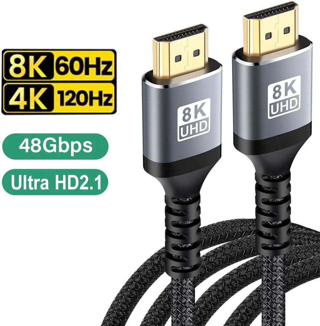 Main image of 8K HDMI 2.1 Cable 10FT, Jansicotek 48Gbps High Speed 3D 8K60 4K120 144Hz  eARC RTX 3090 HDR10 4:4:4 HDCP 2.2&2.3 Dolby Compatible with Playstation 5/PS5, Xbox Series X, Roku/Fire/Sony/LG