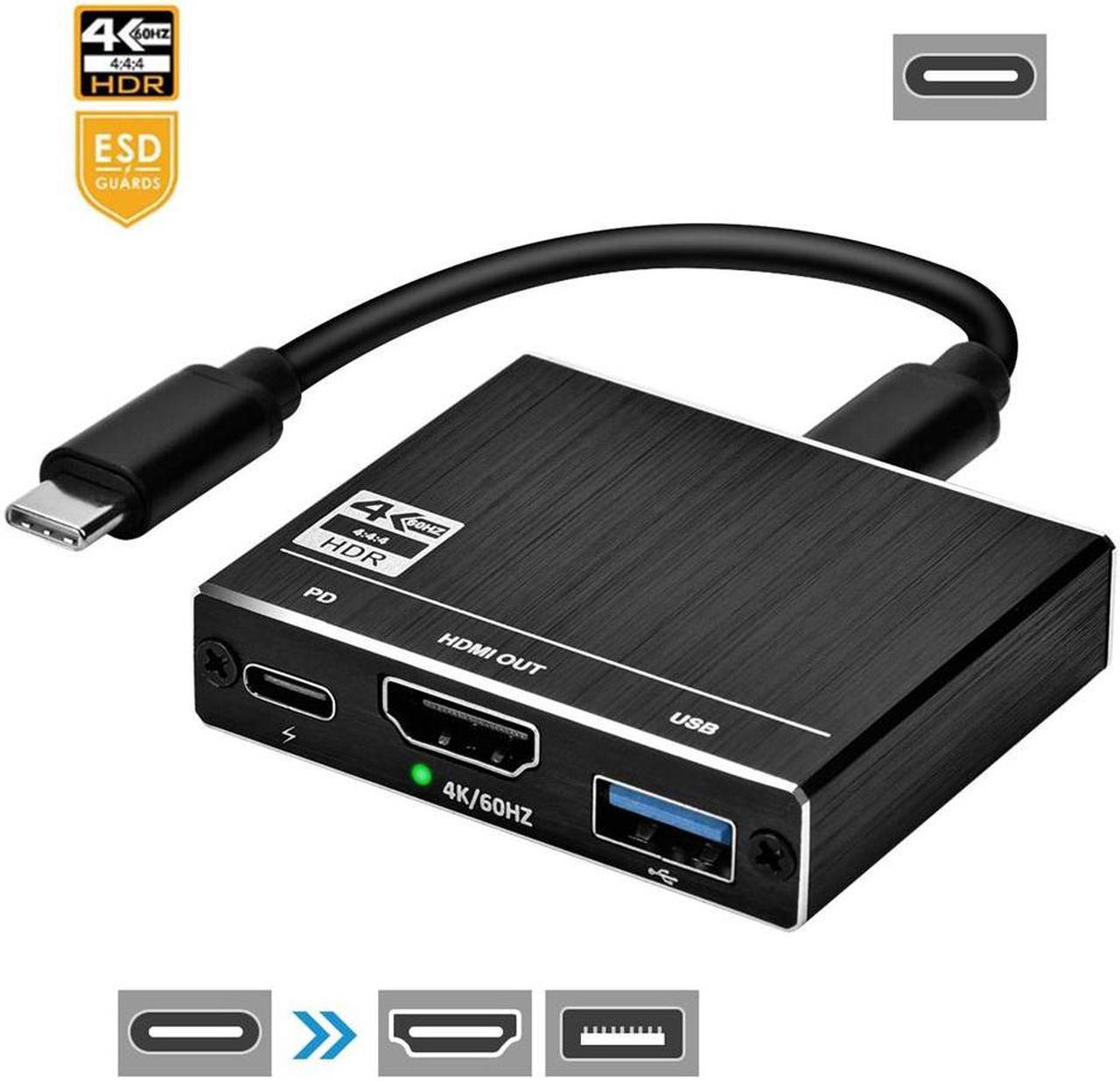 USB C to HDMI Adapter 4K@60Hz, USB Type C to HDMI Multiport Adapter PD 100W USB 3.0, USB-C Digital AV Multiport Adapter for Thunderbolt 3, Mac, MacBook, MacBook Pro and Other Type C Laptops