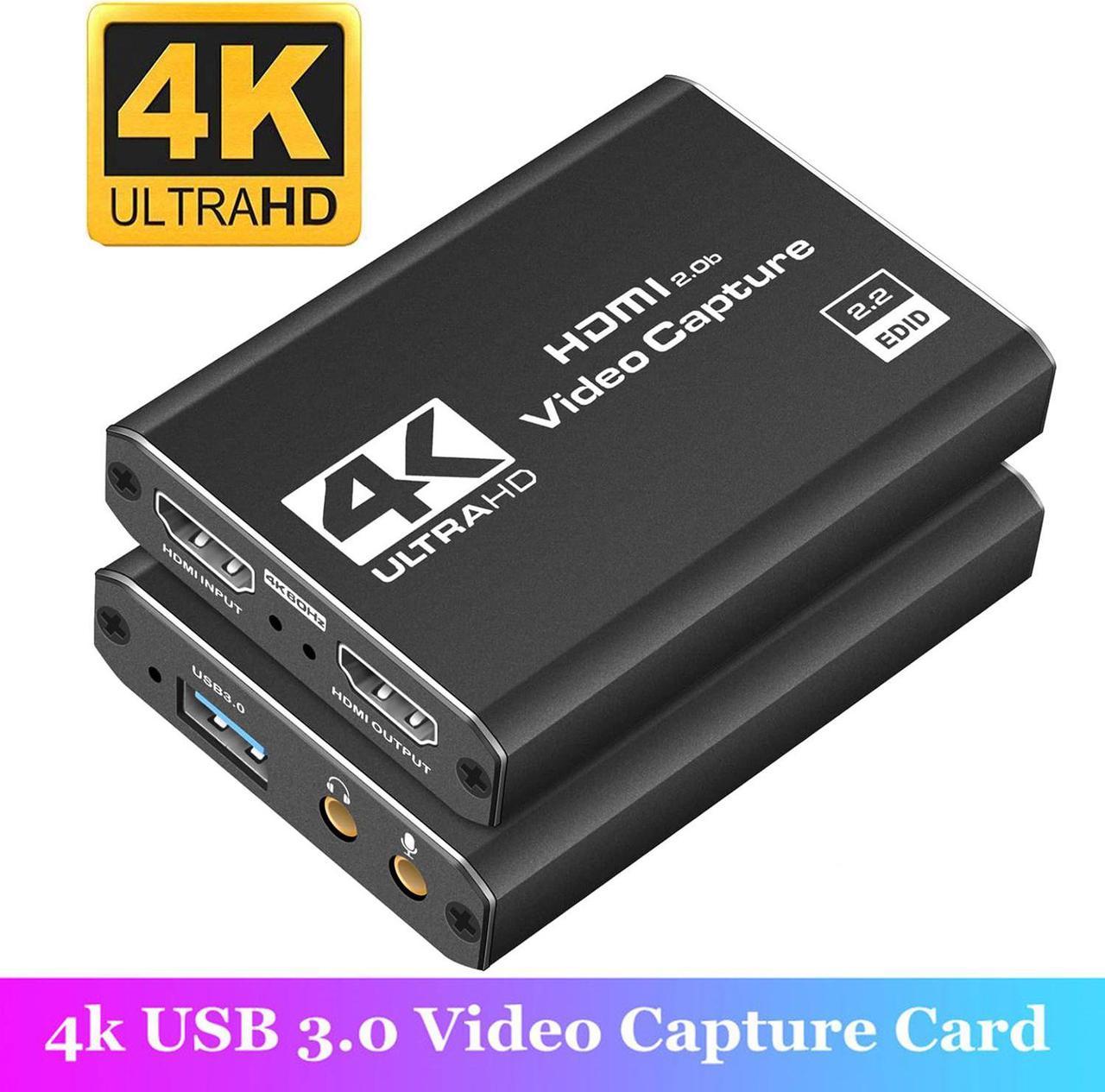 Video Capture Card 4K 1080P 60FPS, HDMI to USB/Type-C Video Capture Device, Game Capture Card for Live Streaming/Video Recording/Screen Sharing/Game Playing, Recording Work with PC/XBOX/Switch/DSLR