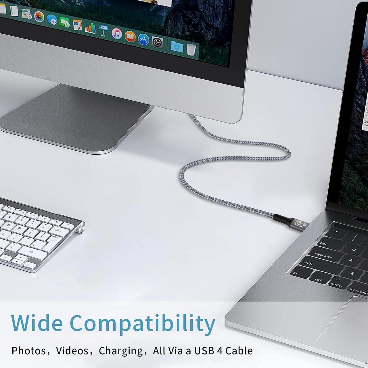 Alt view image 7 of 7 - USB4 Cable 240W for Thunderbolt 4 Cable 5 FT, 40Gbps and 8K@60Hz 5K@60Hz or Dual 4K Video USB-C Compatible with Thunderbolt 3/4, Dell, iPad Air 4, iPad Pro 2020, Pixel, Hub, Docking, and More