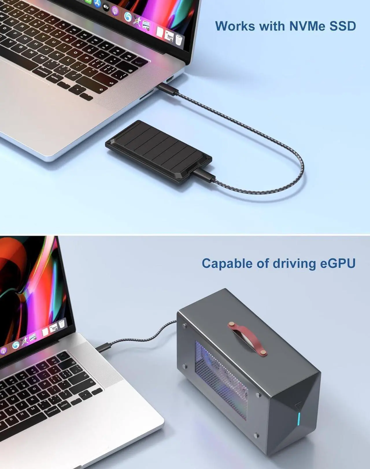 Alt view image 5 of 7 - USB C 4.0 Cable 240W PD Fast Charge, 40Gbps Updated USB C to C Cable, 8K@60Hz Video Cord with E-Marker for Thunderbolt 3/4,Mobile Phone, Hubs and Docks, SSD, all USB C port devices (5 Ft)