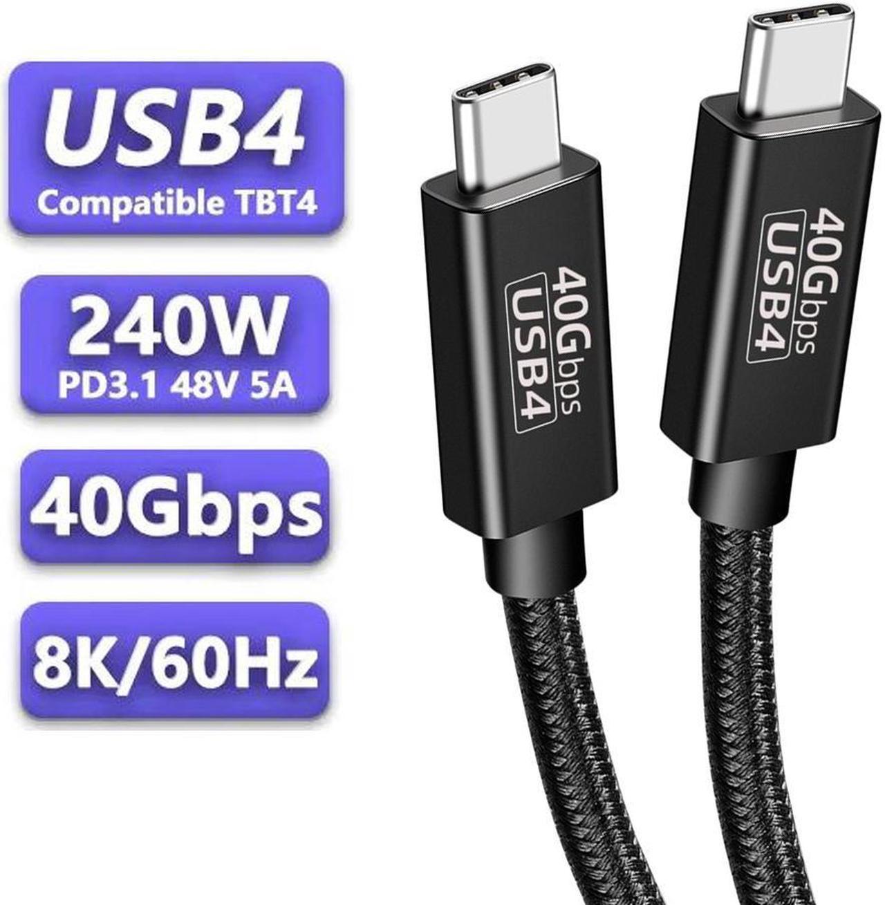 8K@60Hz USB4 Cable Braided, 40GBps Data Transmission, 240W (48V5A) PD Super Fast Charge, 8K@60Hz Ultra HD Display for Thunderbolt 3/4, Mobile Phone, Notebook, MAC, SSD, PD3.1 and QC4.0 (1.5FT)