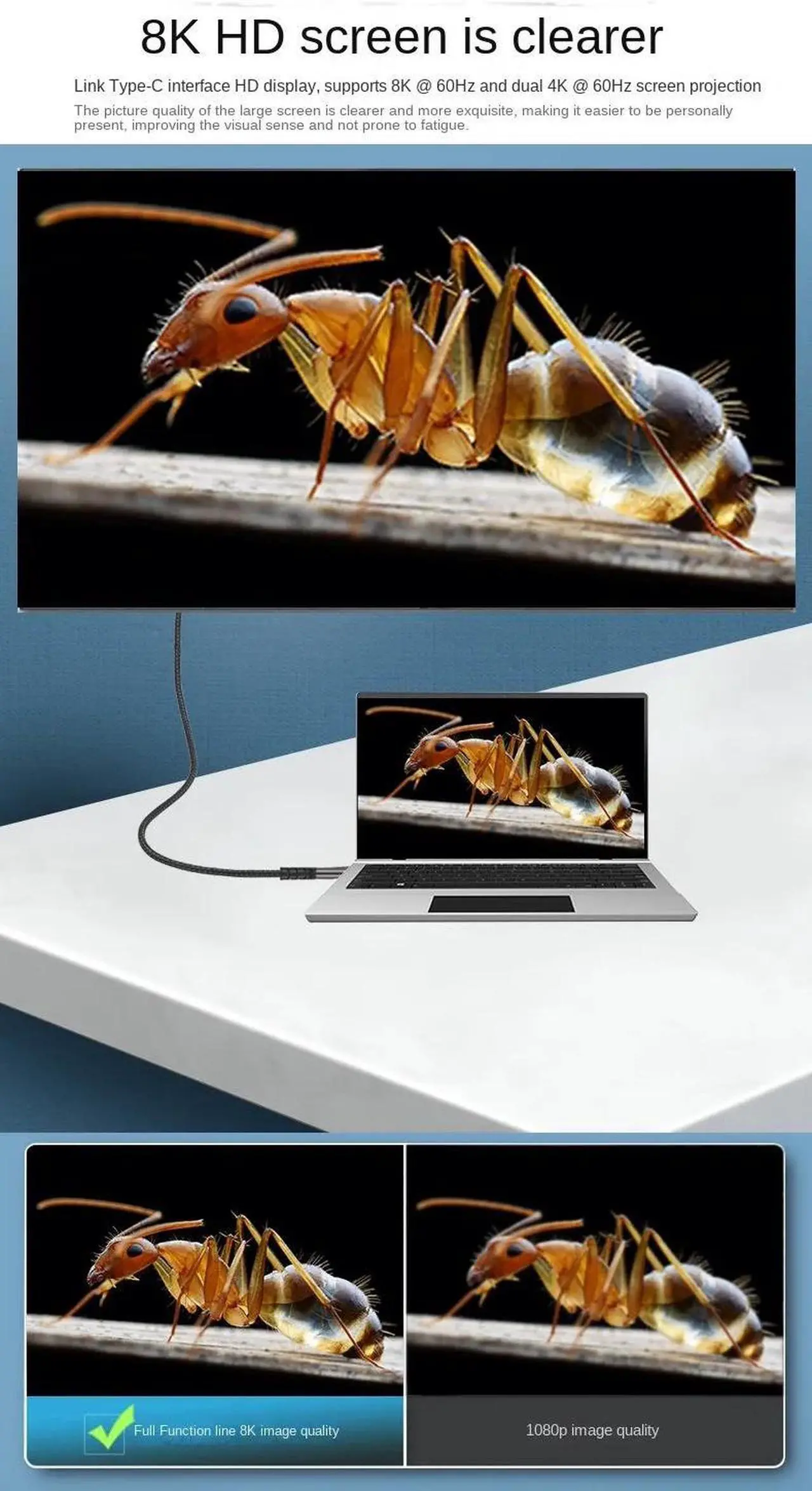 Alt view image 3 of 7 - 90 Degree USB4 Cable, 40GBps Data Transmission, 240W (48V5A) PD Super Fast Charge, 8K@60Hz Video Output for Thunderbolt 3/4, Mobile Phone, Notebook, MAC, SSD, PD3.1 and QC4.0 (1.6FT, 1Pack)