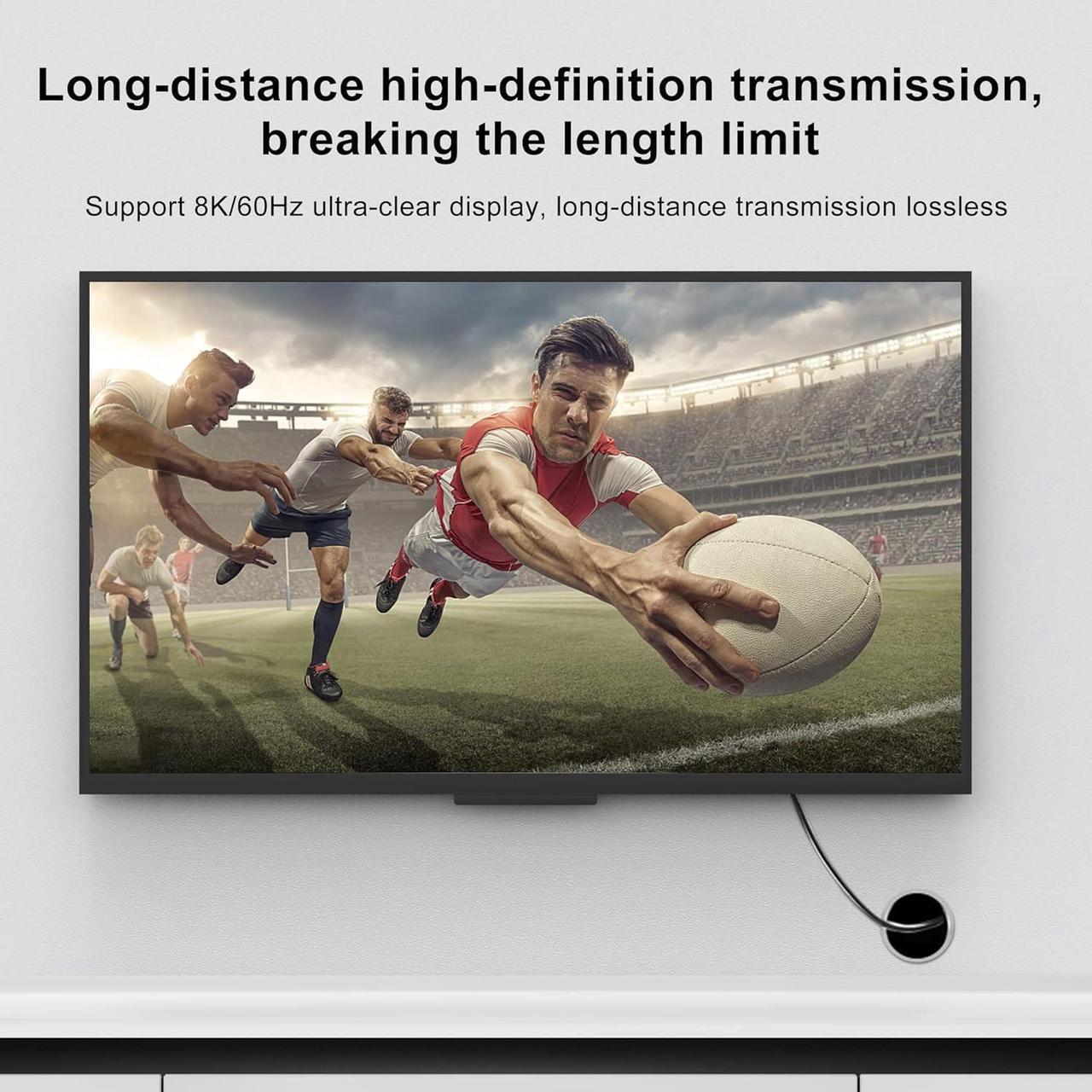 Alt view image 5 of 7 - 8K 4K 120HZ HDMI Cable 16FT Fiber Optic, in-Wall CL3 Rated Long HDMI 2.1 48Gbps Ultra High Speed [8K@60Hz] Dynamic HDR/eARC/HDCP 2.2&2.3/3D, Compatible for PS5 PS4 Desktop AMD NVIDIA HP
