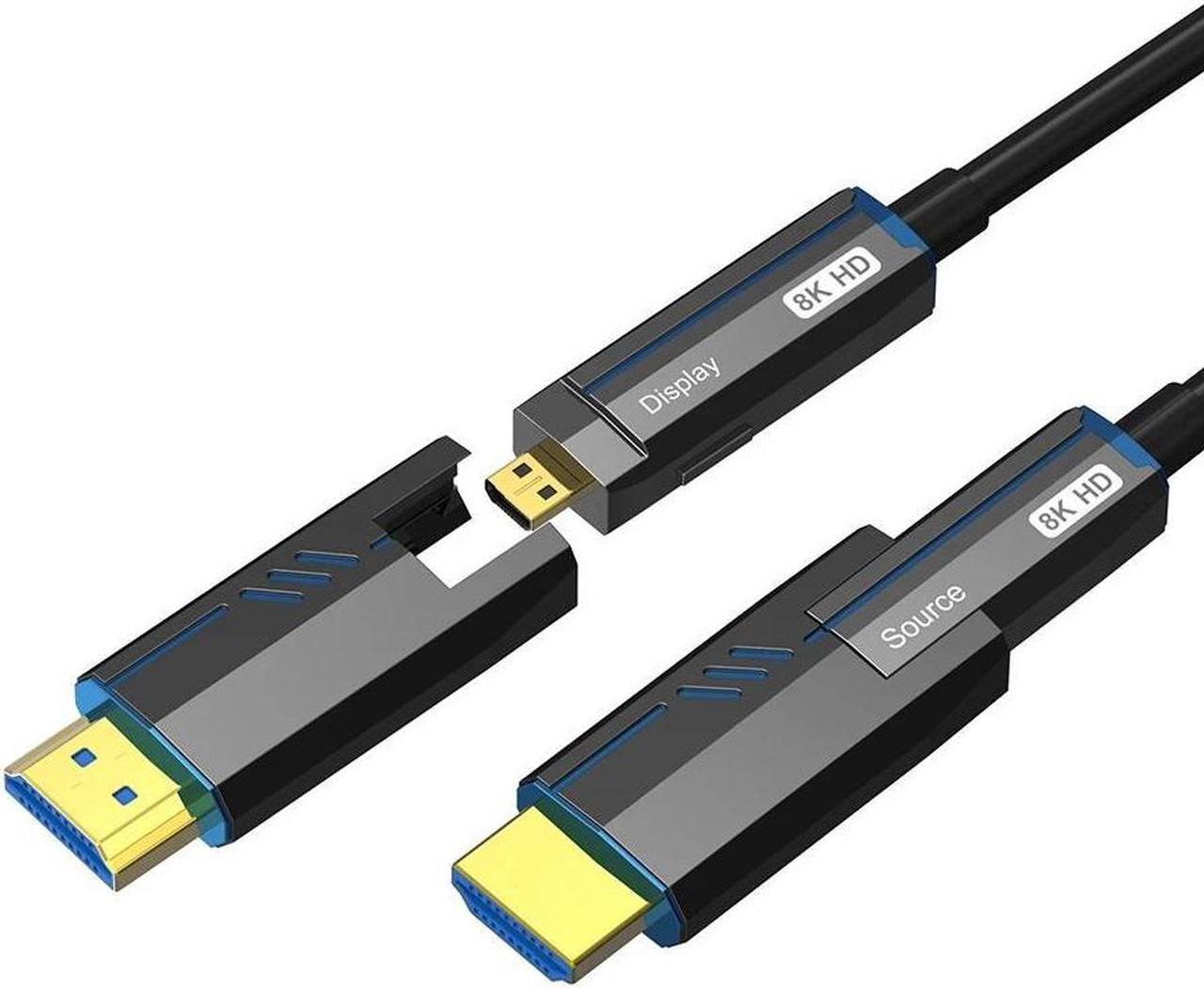 Main image of 8K Fiber Micro HDMI Cable with Detachable HDMI Adapter, 100ft Long Fiber Optic HDMI 2.1 Cable Support 48Gbps, 8K 60Hz, 4K 120Hz, Dynamic HDR, eARC, HDCP2.2/2.3 Compatible with PS5, Xbox, RTX 3090
