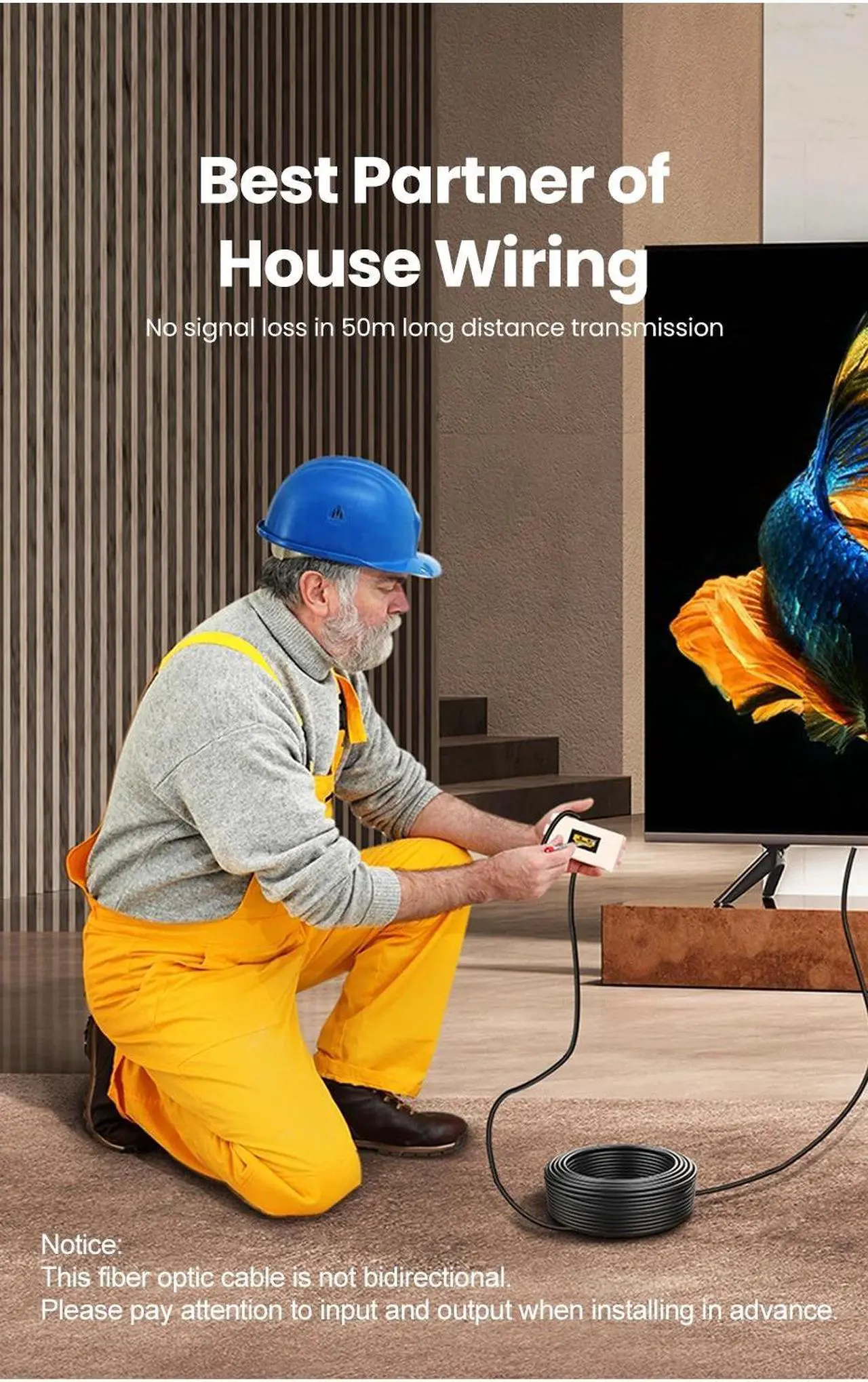Alt view image 7 of 7 - 4K120Hz Fiber Optic HDMI Cable 164 Feet 8K 60Hz,HDCP 2.2&2.3, HDR10 48Gbps High Speed Ultra HD with Dual Connector Micro HDMI and Standard HDMI Cord Compatible with TV Projector Computer Monitor