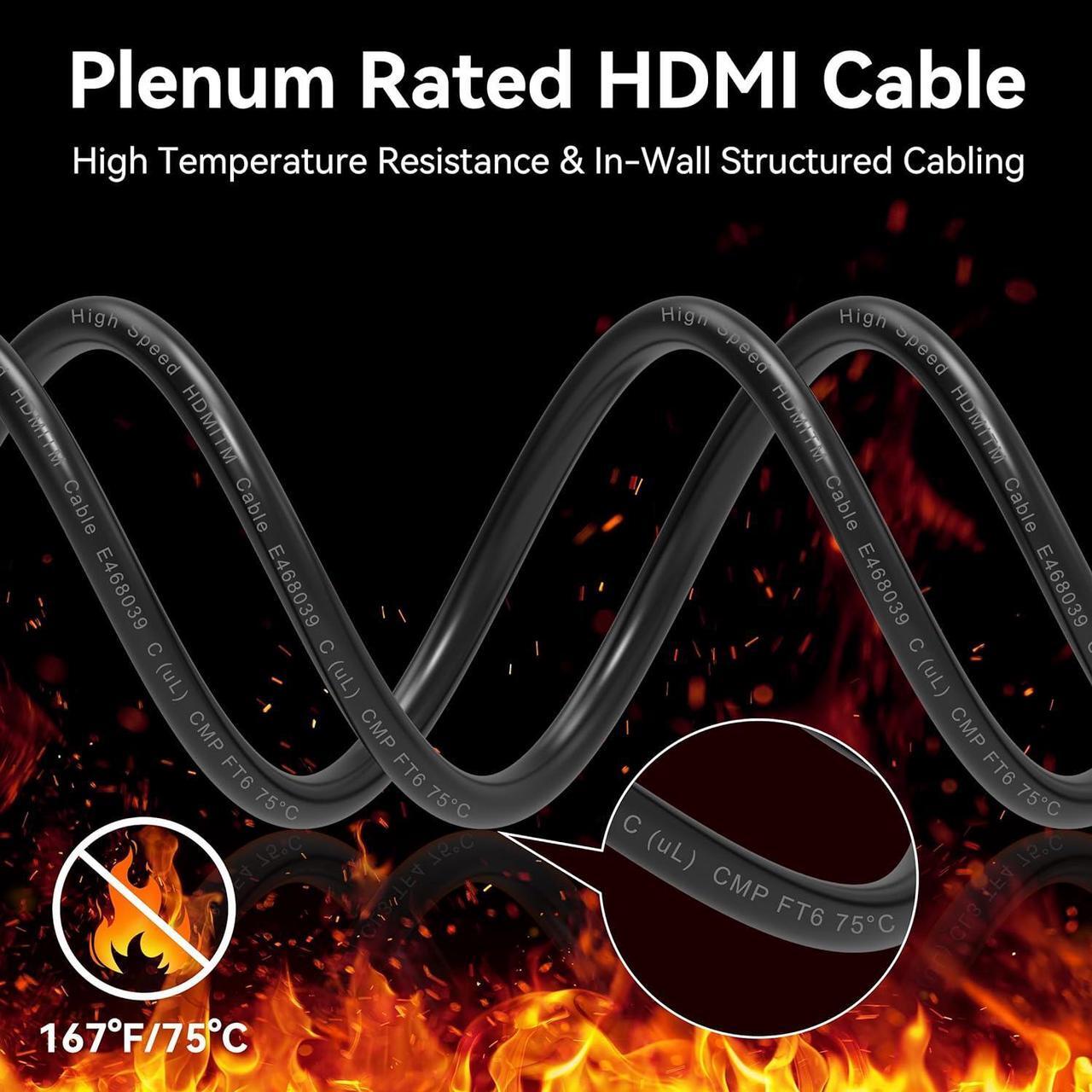 Alt view image 3 of 7 - 8K Certified HDMI2.1 Fiber Optic Cable, 164 FT Long Plenum-Rated n-Wall HDMI Cable- (8K@60Hz 7680x4320, 4K@120Hz) 48Gbps HDCP 2.2&2.3, eARC,HDR10,Dynamic Compatible for Gaming PC Xbox