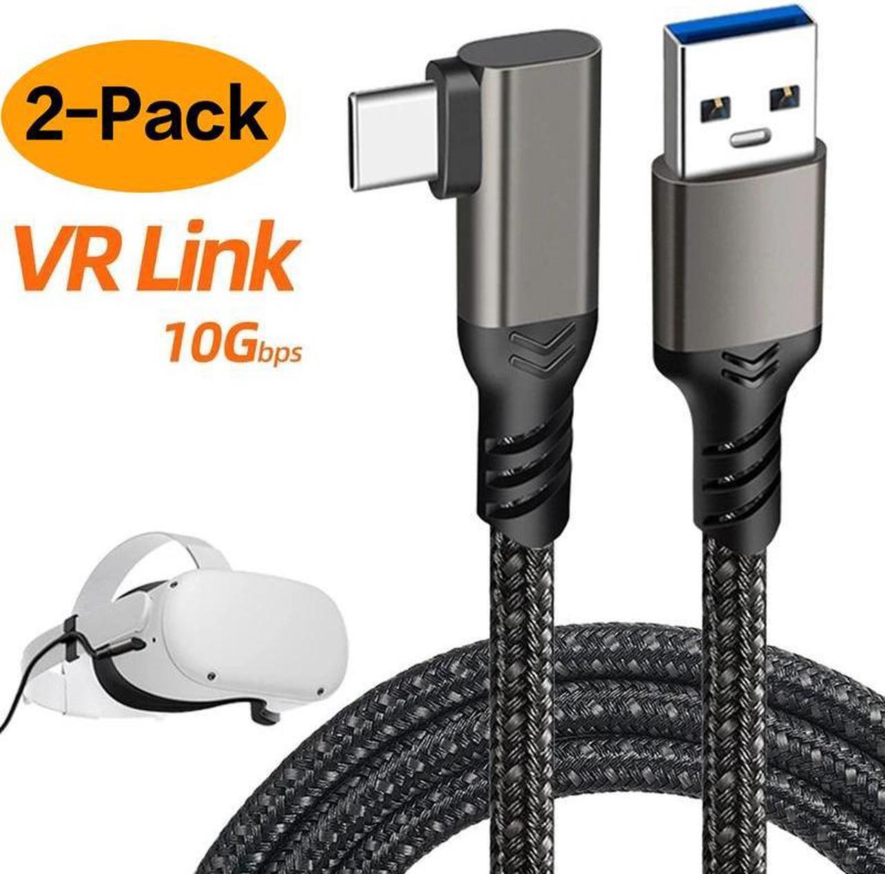 10Gbps USB A to USB C Right Angle Braided Cable (10ft 2Pack), A to C Type 3A 60W Fast Charging Cable USB C Charger Cable, USBA to USBC Cable for MacBook, iPad Pro Air, Samsung, SSD,Hard Drives