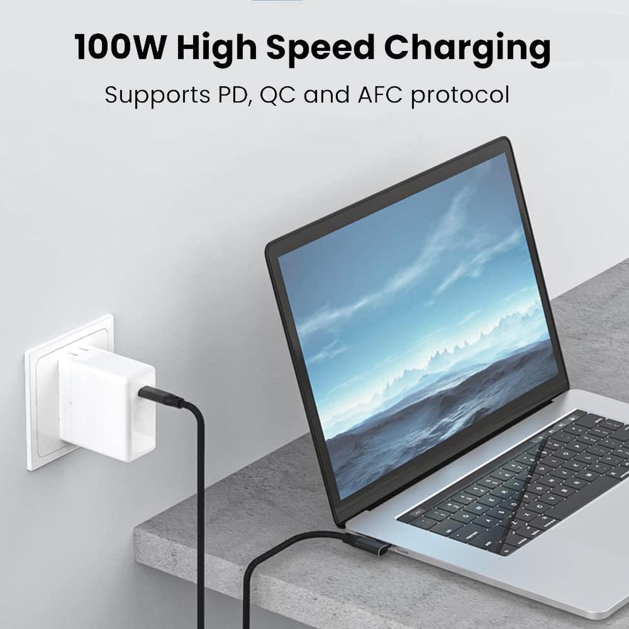 Alt view image 4 of 7 - 90 Degree USB 3.2 Gen 2X2 Cable 1.6 ft+1.6 ft, 20Gbps High-Speed, Support 100W 5A Fast Charging, 4K@60Hz Video Output for Laptop, MacBooks, iPad Pro, Dell, Phones, Docking, SSD,Hard Drives etc