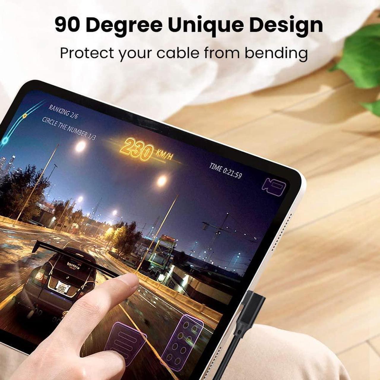 Alt view image 6 of 7 - 90 Degree USB 3.2 Gen 2X2 Cable 1.6 ft+1.6 ft, 20Gbps High-Speed, Support 100W 5A Fast Charging, 4K@60Hz Video Output for Laptop, MacBooks, iPad Pro, Dell, Phones, Docking, SSD,Hard Drives etc
