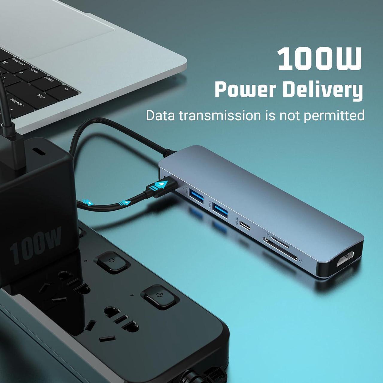 Alt view image 5 of 7 - Jansicotek USB C Hub 7 in 1 Multiport Adapter with 4K HDMI Dongle, USB-C Port, 100W PD, SD/TF Card Reader, 2*USB3.0, USB C Docking Station for MacBook Mac Pro/Air and Other Type C Laptops