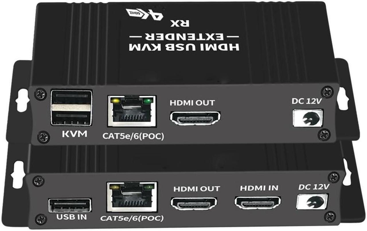 Main image of HDMI KVM USB Extender with PoC Over Cat5/Cat5e/Cat6 HDMI to RJ45 Support 1080p Video Lossless No Latency, 60m 196ft HDMI USB Transmitter and Receiver