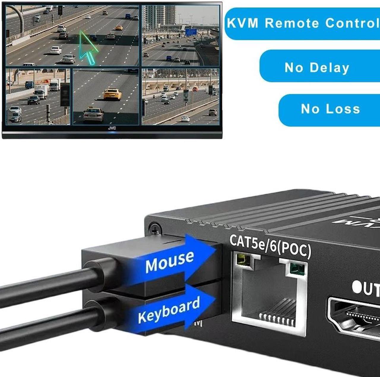 Alt view image 6 of 7 - HDMI KVM USB Extender with PoC Over Cat5/Cat5e/Cat6 HDMI to RJ45 Support 1080p Video Lossless No Latency, 60m 196ft HDMI USB Transmitter and Receiver
