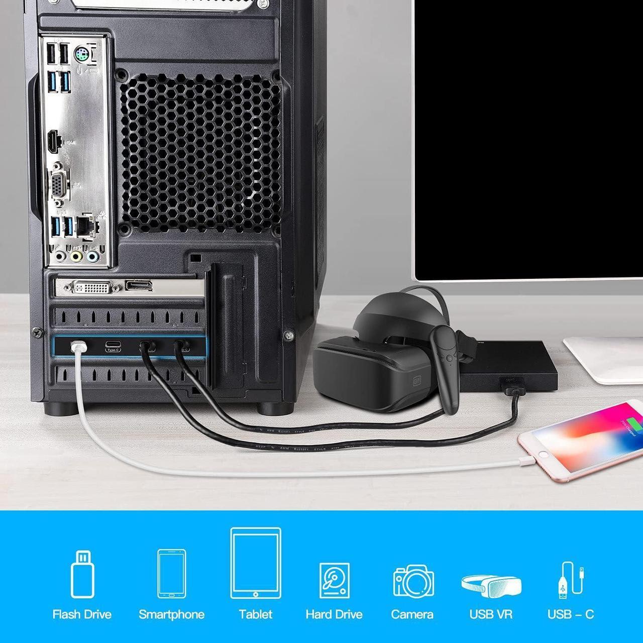 Alt view image 5 of 7 - Jansicotek Pcie USB Card Pcie USB 3.2, 4-Port Pcie Expansion Card Type-C 10Gbps High Speed Transmission Stable Power USB 3.2 Front Expansion Card- (4X USB C)