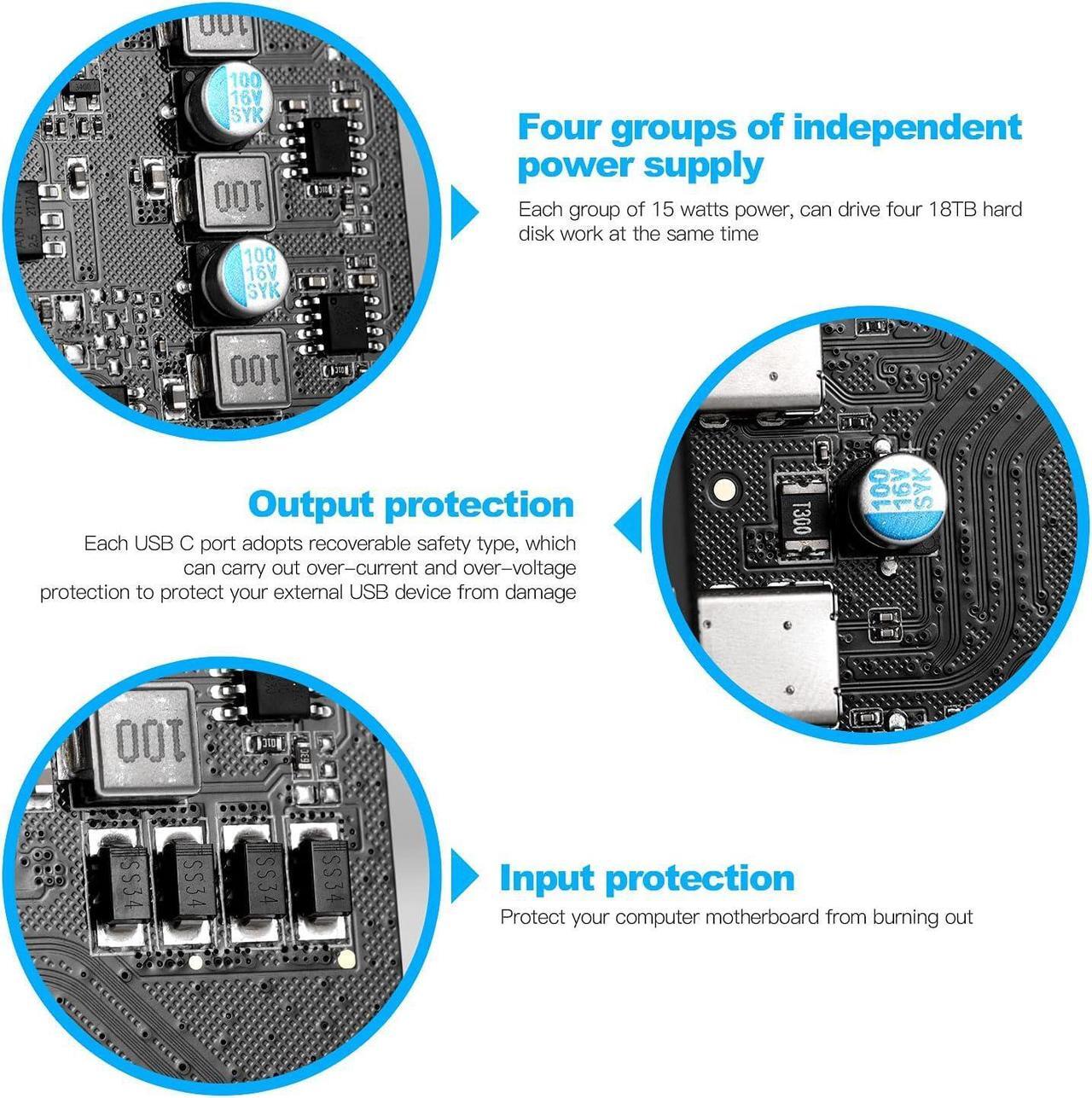 Alt view image 6 of 7 - Jansicotek Pcie USB Card Pcie USB 3.2, 4-Port Pcie Expansion Card Type-C 10Gbps High Speed Transmission Stable Power USB 3.2 Front Expansion Card- (4X USB C)