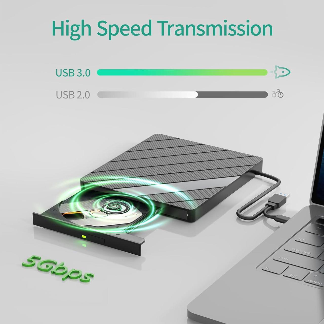 Alt view image 3 of 7 - Jansicotek 8-in-1 External CD DVD Drive, USB3.0/USB C Portable CD DVD Player with Card Reader USB Hub CD ROM Burner Reader Supports Windows11/10/8.1/8/7/vista/2003/XP/2000/, Linux, Mac 10 OS