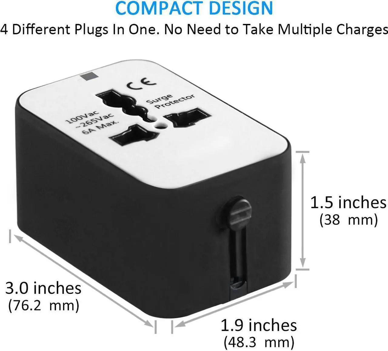 Alt view image 2 of 7 - Jansicotek Universal All in One Worldwide Travel Power Plug Wall AC Adapter Charger with Dual USB Charging Ports for USA EU UK AUS