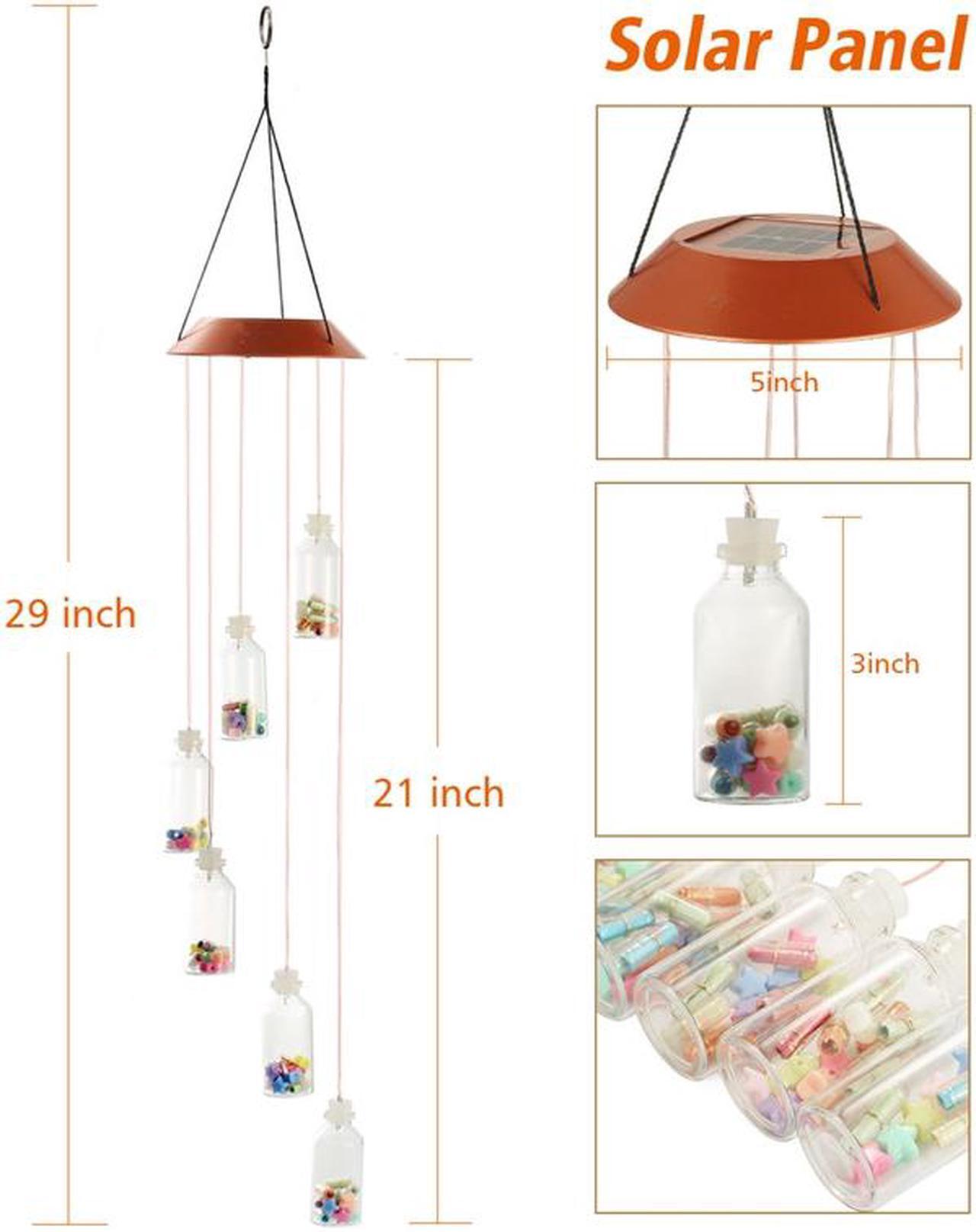 Alt view image 3 of 7 - Jansicotek Romantic LED Wind Chime Lights Solar Color Changing Solar Mobile Wind Chimes Lights Night Light For Home, Party, Festival, Garden,Christmas Decoration with Spinning Hook-  Lucky Star Bottle
