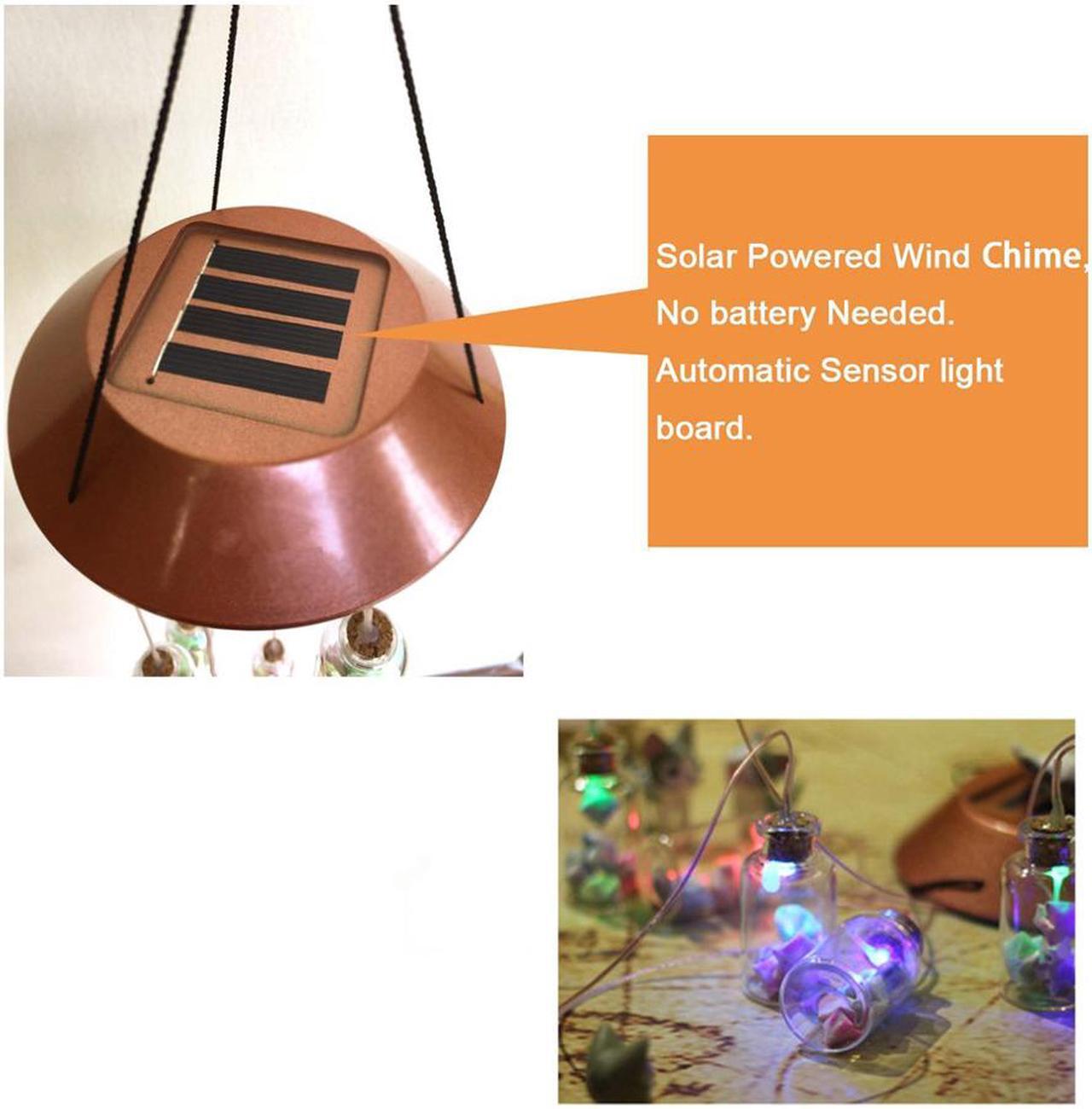 Alt view image 4 of 7 - Jansicotek Romantic LED Wind Chime Lights Solar Color Changing Solar Mobile Wind Chimes Lights Night Light For Home, Party, Festival, Garden,Christmas Decoration with Spinning Hook-  Lucky Star Bottle