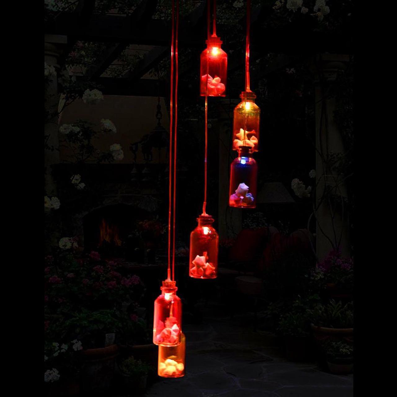 Alt view image 7 of 7 - Jansicotek Romantic LED Wind Chime Lights Solar Color Changing Solar Mobile Wind Chimes Lights Night Light For Home, Party, Festival, Garden,Christmas Decoration with Spinning Hook-  Lucky Star Bottle