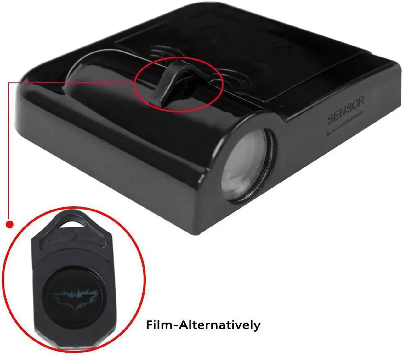 Alt view image 4 of 7 - Jansicotek Car Door Projector Lights 2 Pcs Wireless Led Car Lights With Magnet Sensor Auto Courtesy Welcome Logo Shadow Lamp Battery Operated 6AAA included(Batman)