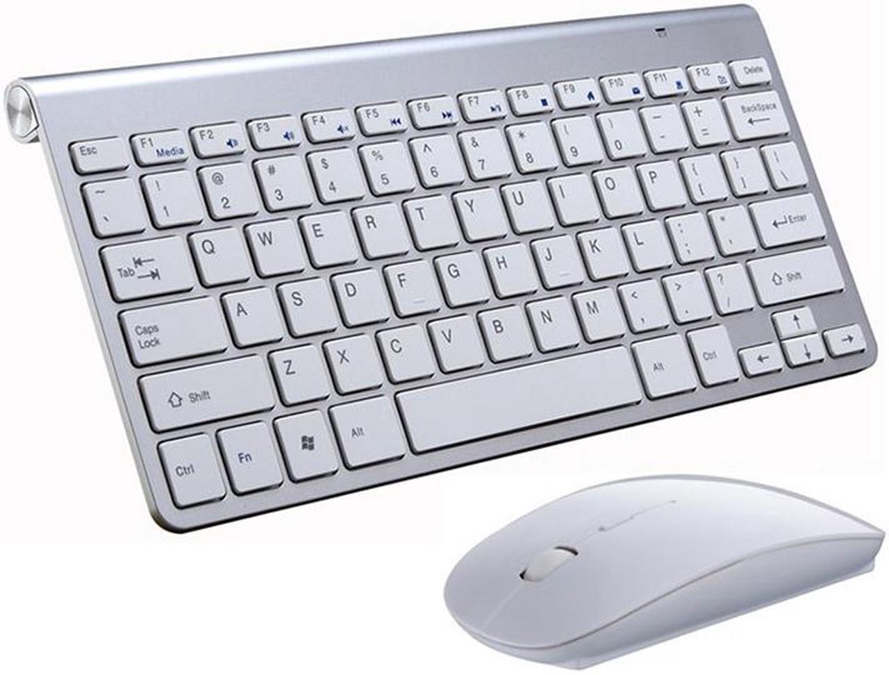 Jansicotek Wireless Keyboard and Mouse Combo,Whisper-quiet 2.4G Metal Ultra-Slim Portable Cordless Keyboard for Computer Desktop,Silver