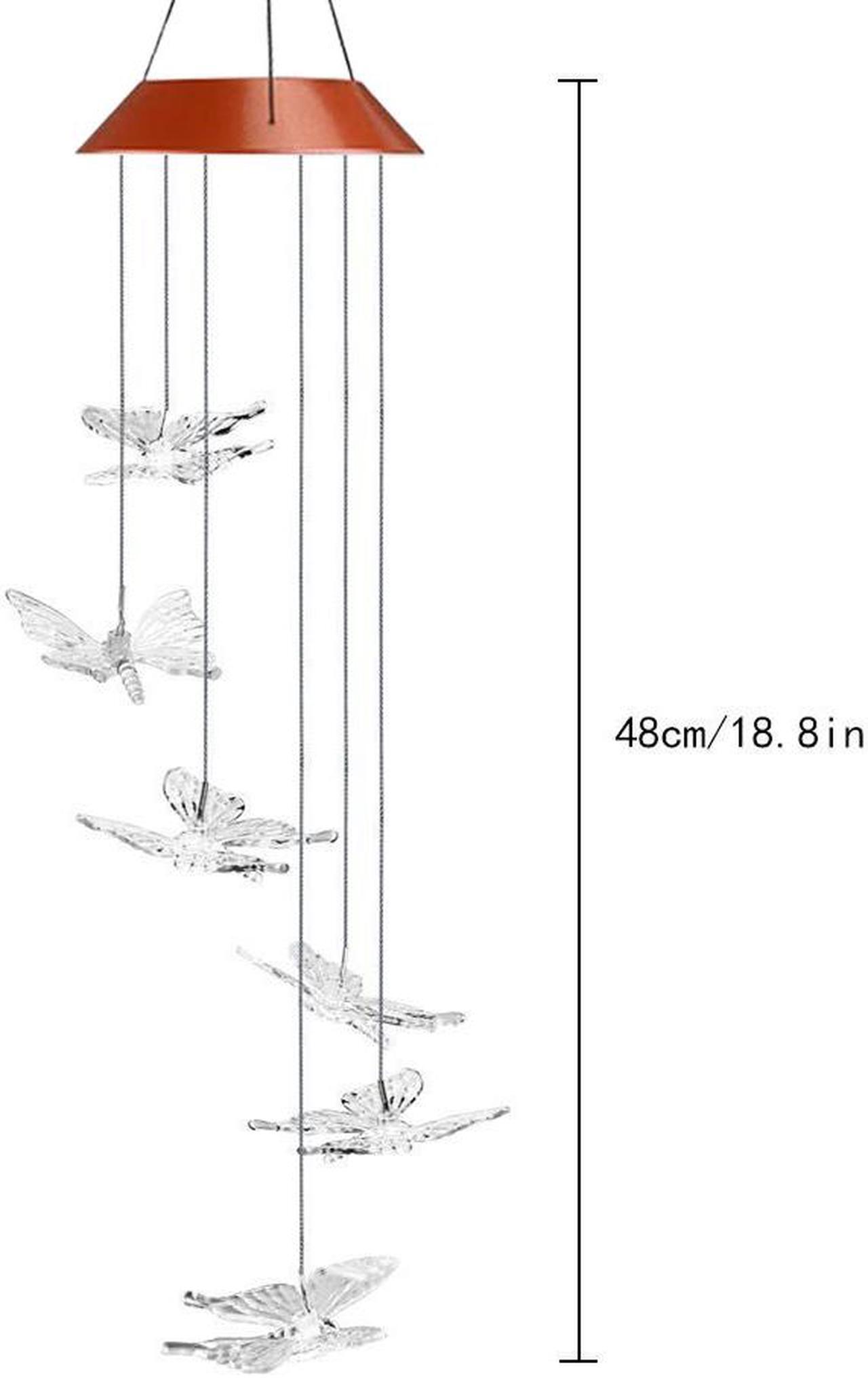 Alt view image 5 of 7 - Jansicotek Color-Changing LED Solar Mobile Wind Chime LED Changing Light Color Waterproof Six Transparent Butterfly Wind Chimes For Home Party Night Garden Decoration