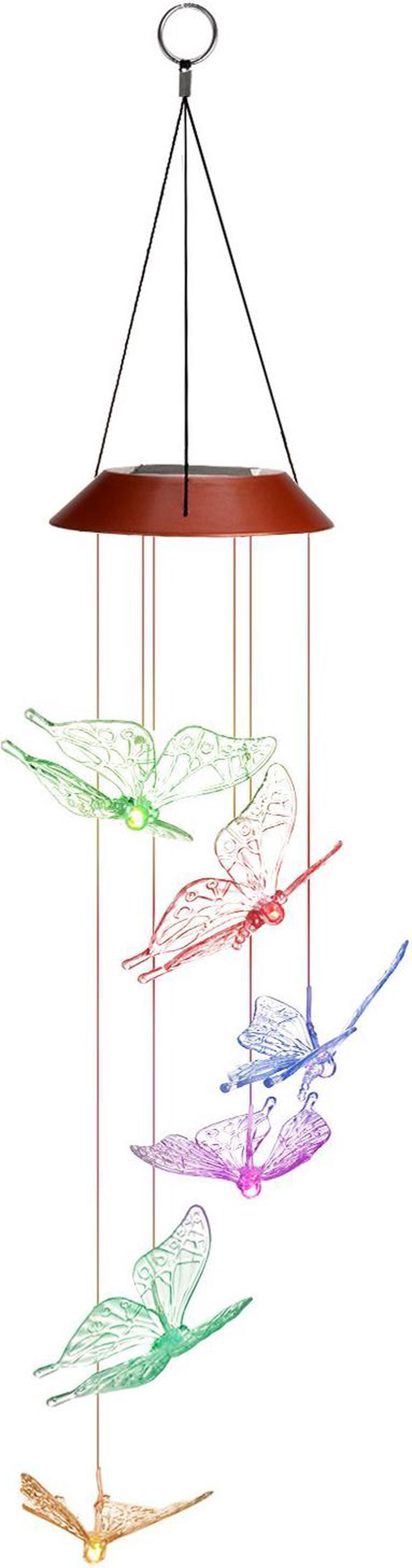 Main image of Jansicotek Color-Changing LED Solar Mobile Wind Chime LED Changing Light Color Waterproof Six Transparent Butterfly Wind Chimes For Home Party Night Garden Decoration