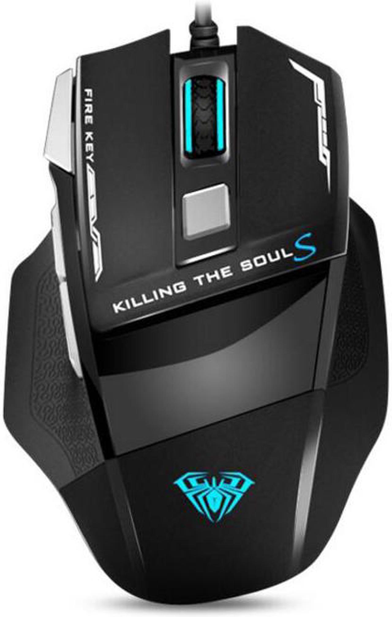 AULA Killing Soul 2 [Wired Gaming Mouse 3500 DPI 7 Buttons] Optical Mouse Weight Tuning Set Non-slip Design with LED Light Fire/Sniper Button 4 Programmable Button for Laptop PC Computer Gamer