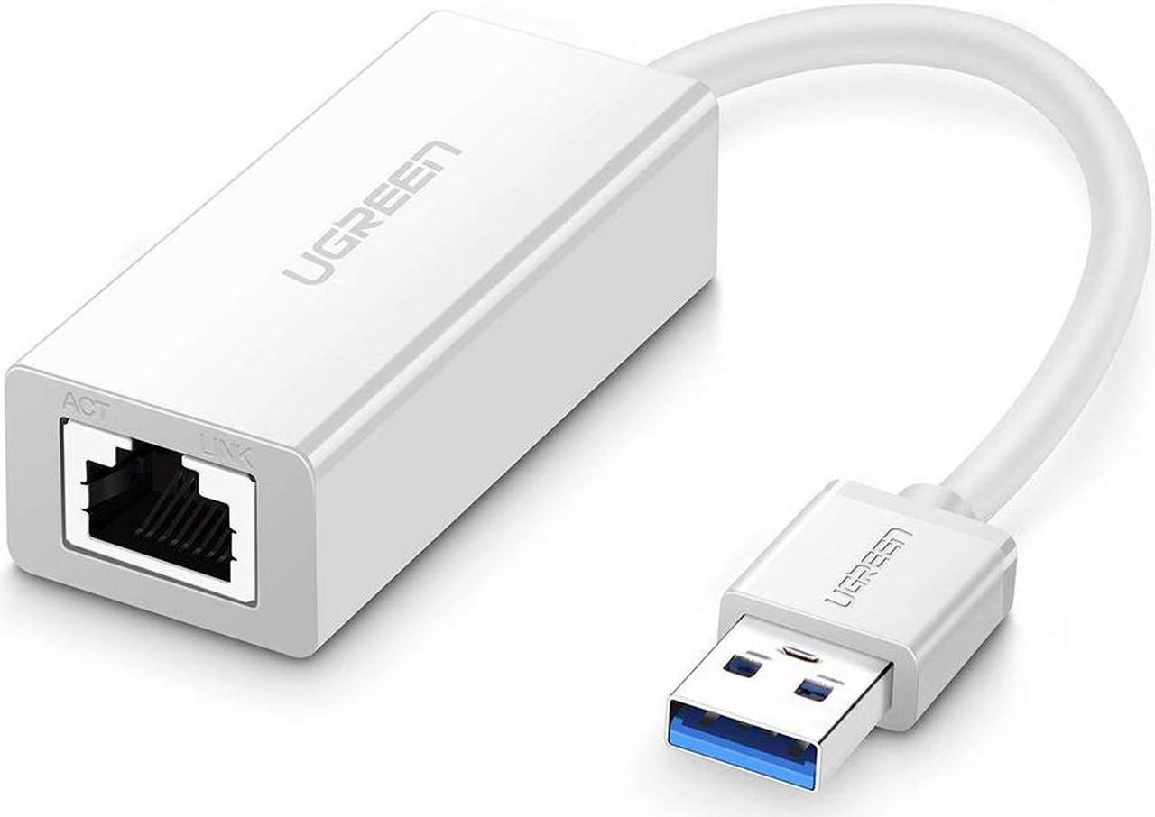 Jansicotek USB 3.0 to 10/100/1000 Mbps Ethernet  Gigabit RJ45 Ethernet LAN Network Adapter-White