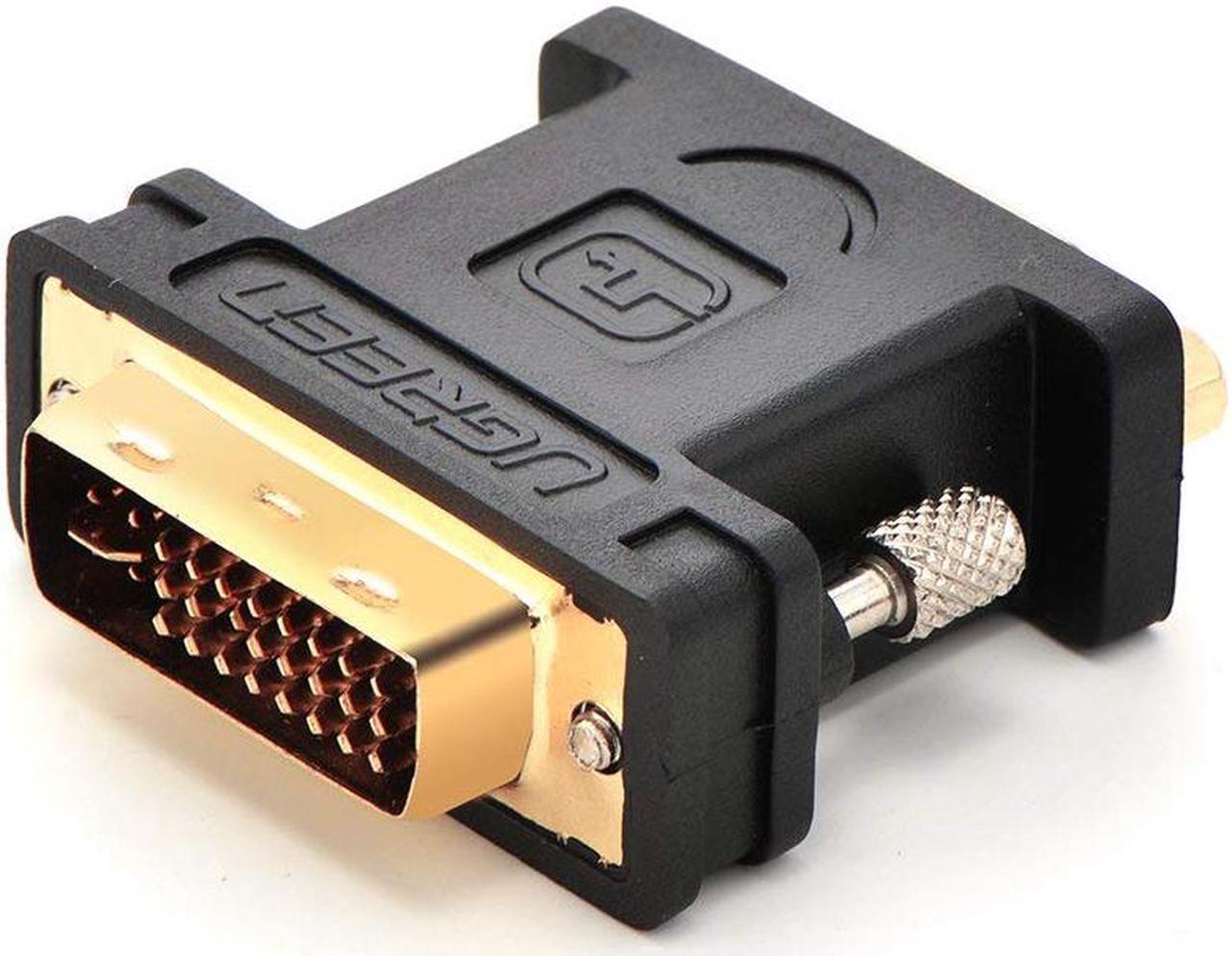 Jansicotek DVI VGA Adapter DVI-I 24+5 Male to VGA HD15 Female Adapter with Signal Amplifier Gold Plated Supports 1080P Full HD for Computer, PC Host, Laptop, LG HP Dell Monitor and Projector