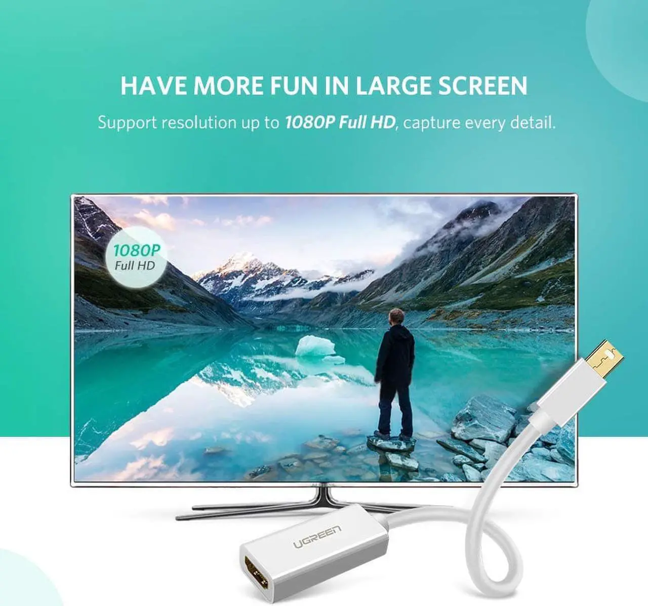 Alt view image 5 of 7 - Jansicotek Mini Displayport(Thunderbolt) to HDMI Adapter, Mini DP Display Port to HDMI Converter(Adaptor) Gold-Plated Cord MacBook Pro, MacBook Air, Mac Mini, Microsoft Surface Pro 3/4 - White