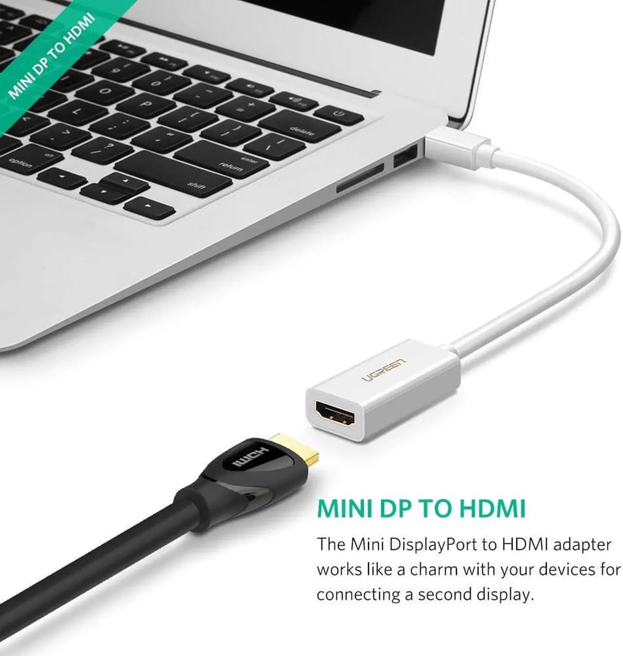 Alt view image 2 of 7 - Jansicotek Mini Displayport(Thunderbolt) to HDMI Adapter, Mini DP Display Port to HDMI Converter(Adaptor) Gold-Plated Cord MacBook Pro, MacBook Air, Mac Mini, Microsoft Surface Pro 3/4 - White