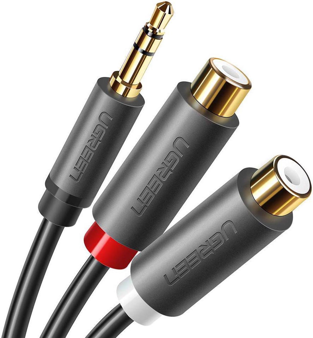 Jansicotek 3.5 mm to 2RCA Cable, J&D RCA Cable Gold-Plated [Copper Shell] [Heavy Duty] 3.5mm Male to 2 RCA Male Stereo Audio Adapter Cable 20CM