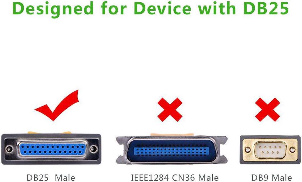 Alt view image 2 of 7 - Jansicotek USB to Printer DB25 25-Pin Parallel Port Cable Adapter Connector IEEE 1284 Converter for Laptop Desktop PC Supports Windows, Mac OS, Linux, 1meter/3.3ft