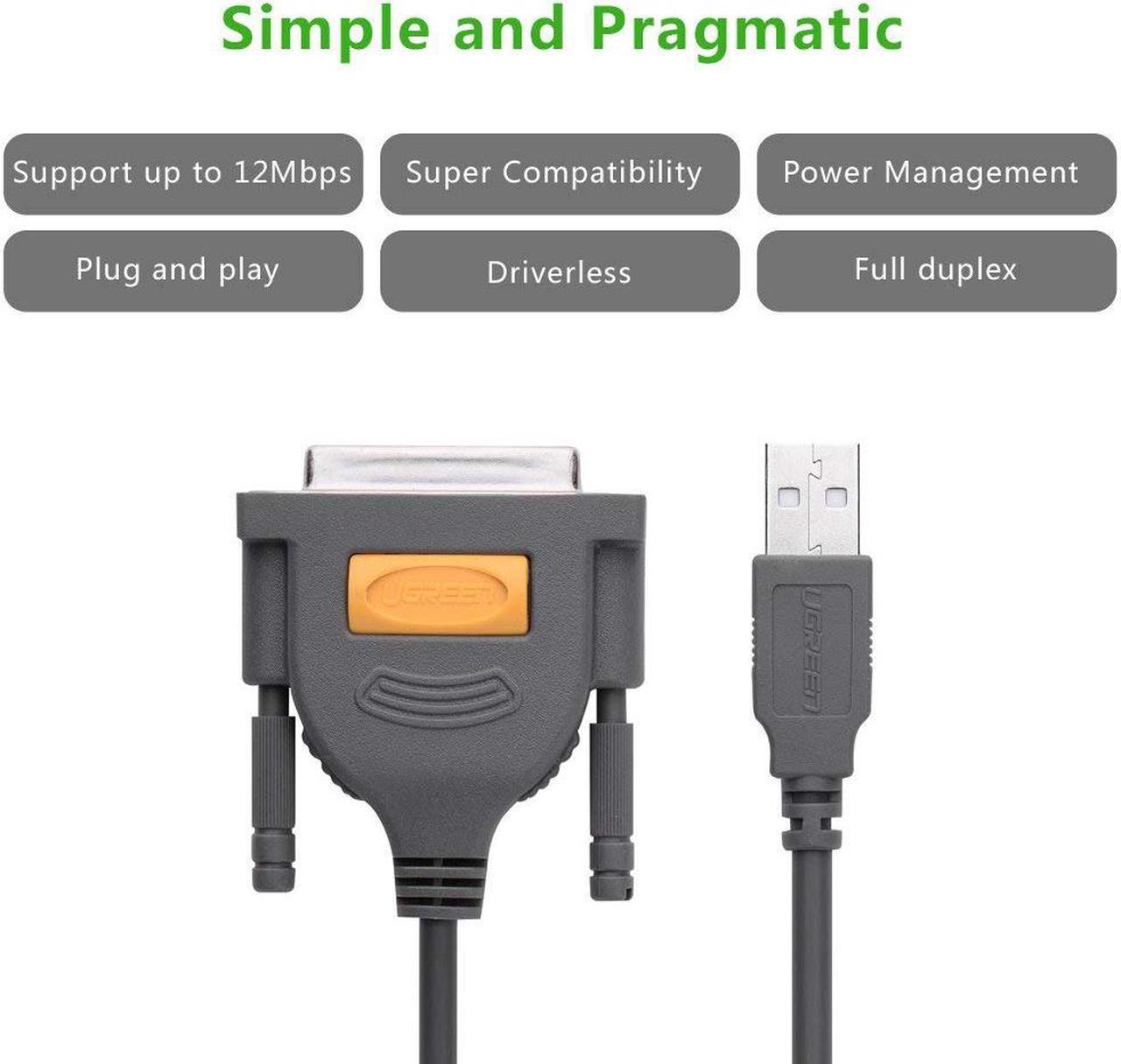 Alt view image 5 of 7 - Jansicotek USB to Printer DB25 25-Pin Parallel Port Cable Adapter Connector IEEE 1284 Converter for Laptop Desktop PC Supports Windows, Mac OS, Linux, 1meter/3.3ft