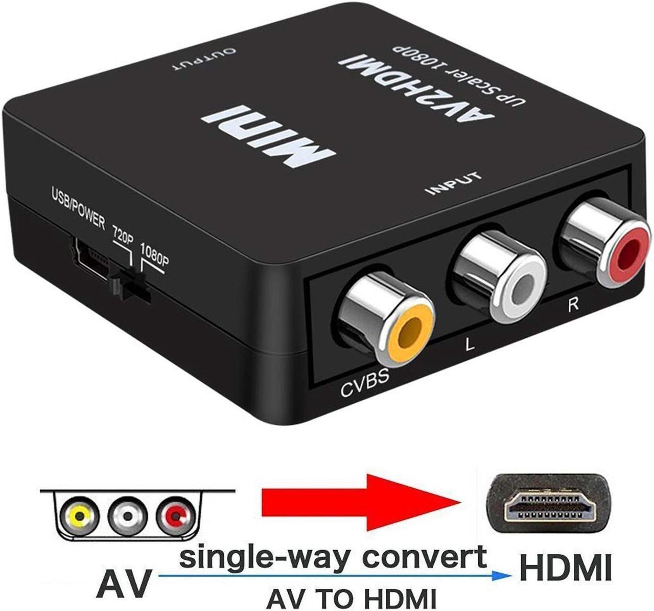 Main image of Jansicotek RCA to HDMI, AV to HDMI, 1080P Mini RCA Composite CVBS AV to HDMI Video Audio Converter Adapter Supporting PAL/NTSC with USB Cable for PC Laptop Xbox PS4 PS3 TV STB VHS VCR DVD-Black