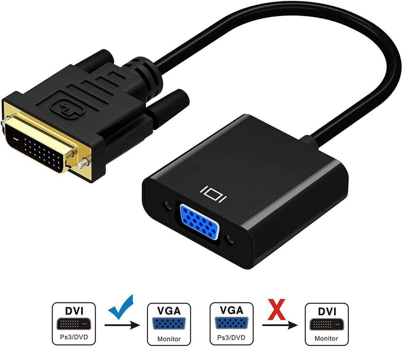 Jansicotek DVI to VGA Adapter DVI 24+1 DVI-D Male to VGA Female Cable Adapter Converter for DVI Device, Laptop, PC to VGA Displays, Monitors, Projectors (DVI24+1 TO VGA)