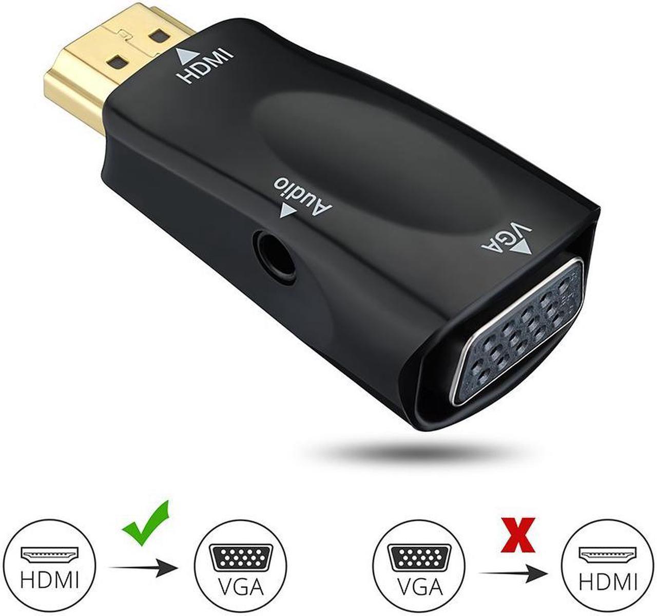 Jansicotek HDMI to VGA Adapter with Audio Cable, Gold-Plated 1080P HDMI to VGA Converter with 3.5mm Audio Port for PC,Laptop,DVD,Projector,HDTV,Xbox,STB,Intel Nuc,Chromebook,Android TV Box -Black