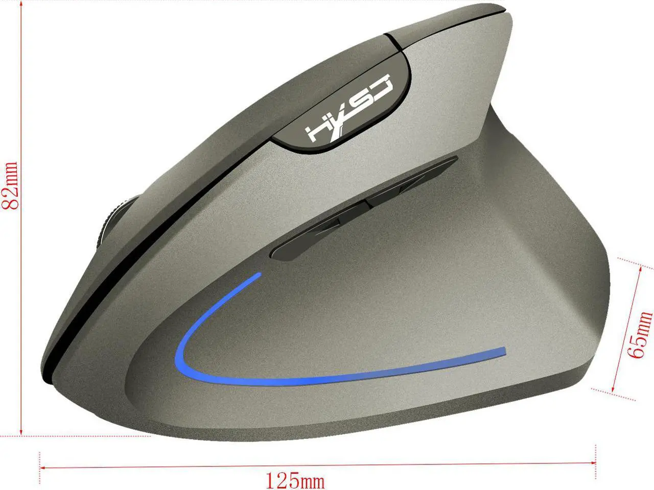 Alt view image 2 of 7 - HXSJ Vertical Mouse 2.4G Wireless Mouse Rechargeable Mouse Built-In 600 MA Battery Adjustable 2400Dpi for Windows 7/8/Vista/XP/2000 suitable for Office&Games -Gray