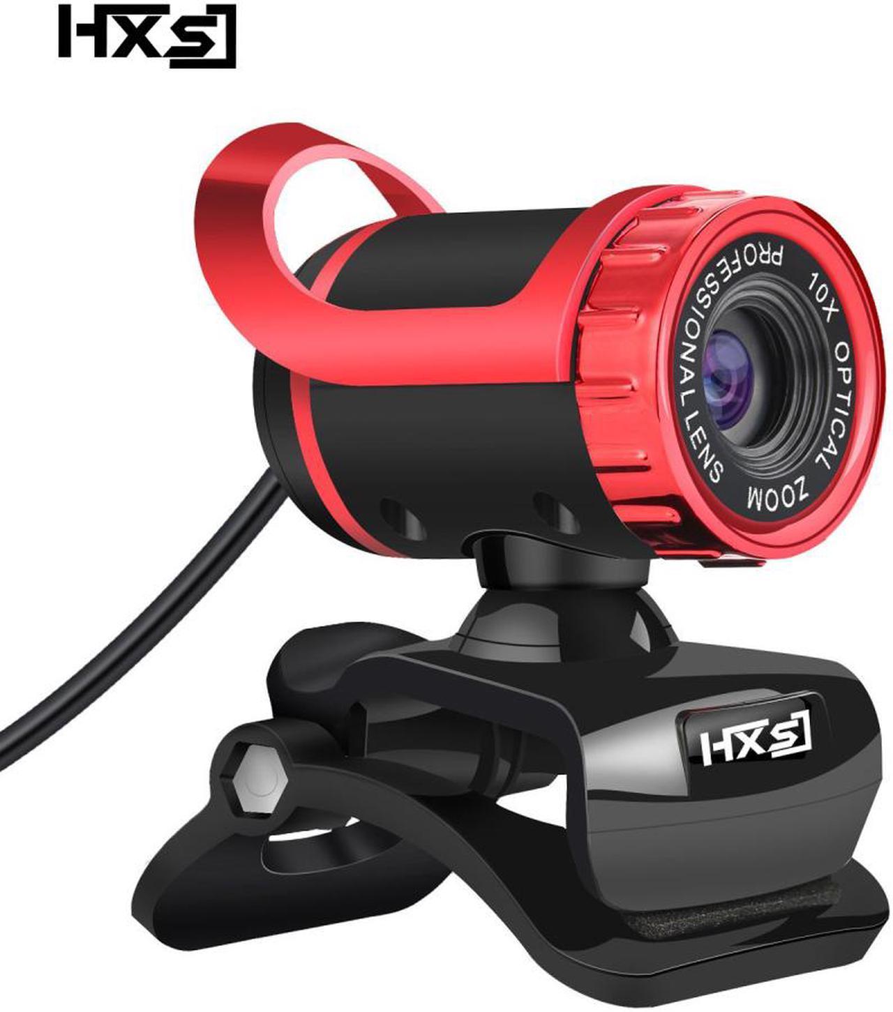 HXSJ A859 Webcam 480P HD, Webcam Skype Camera Wide Angle with Microphone USB Plug and Play Web Cam Manual Focus HD Lens for Computer PC Laptop- (Red)