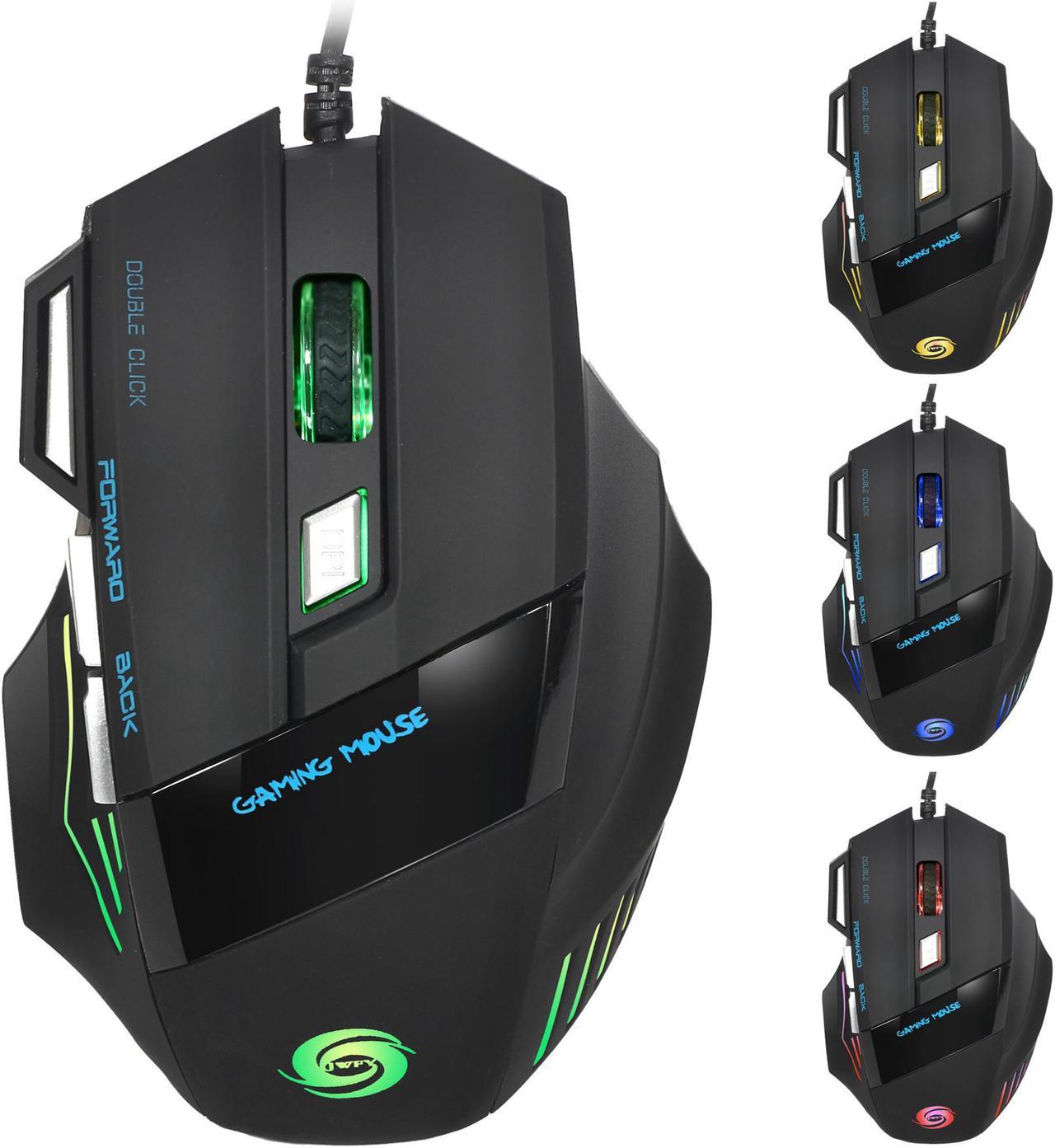 HXSJ Gaming Mouse Wired [5500 DPI]  [Breathing Light] Ergonomic Game USB Computer Mice Gamer Desktop Laptop PC Gaming Mouse, 7 Buttons