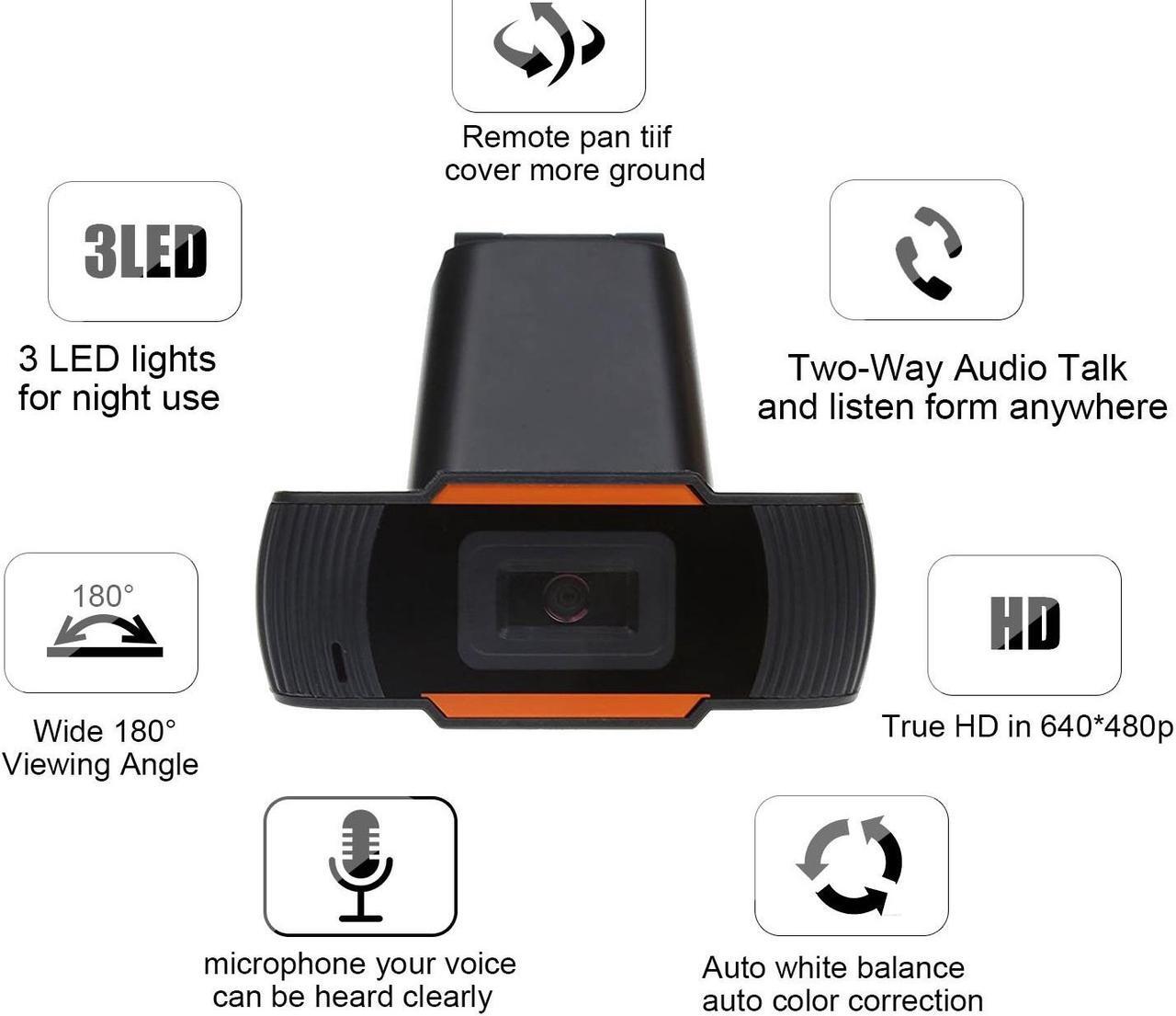 Alt view image 4 of 7 - HXSJ Webcam 480P HD Video Web Camera HD with Microphone USB Plug and Play Web Cam Callling Recording for PC Computer Laptop for Mac Windows XP / 7/8 / 10/and Android TV- Orange