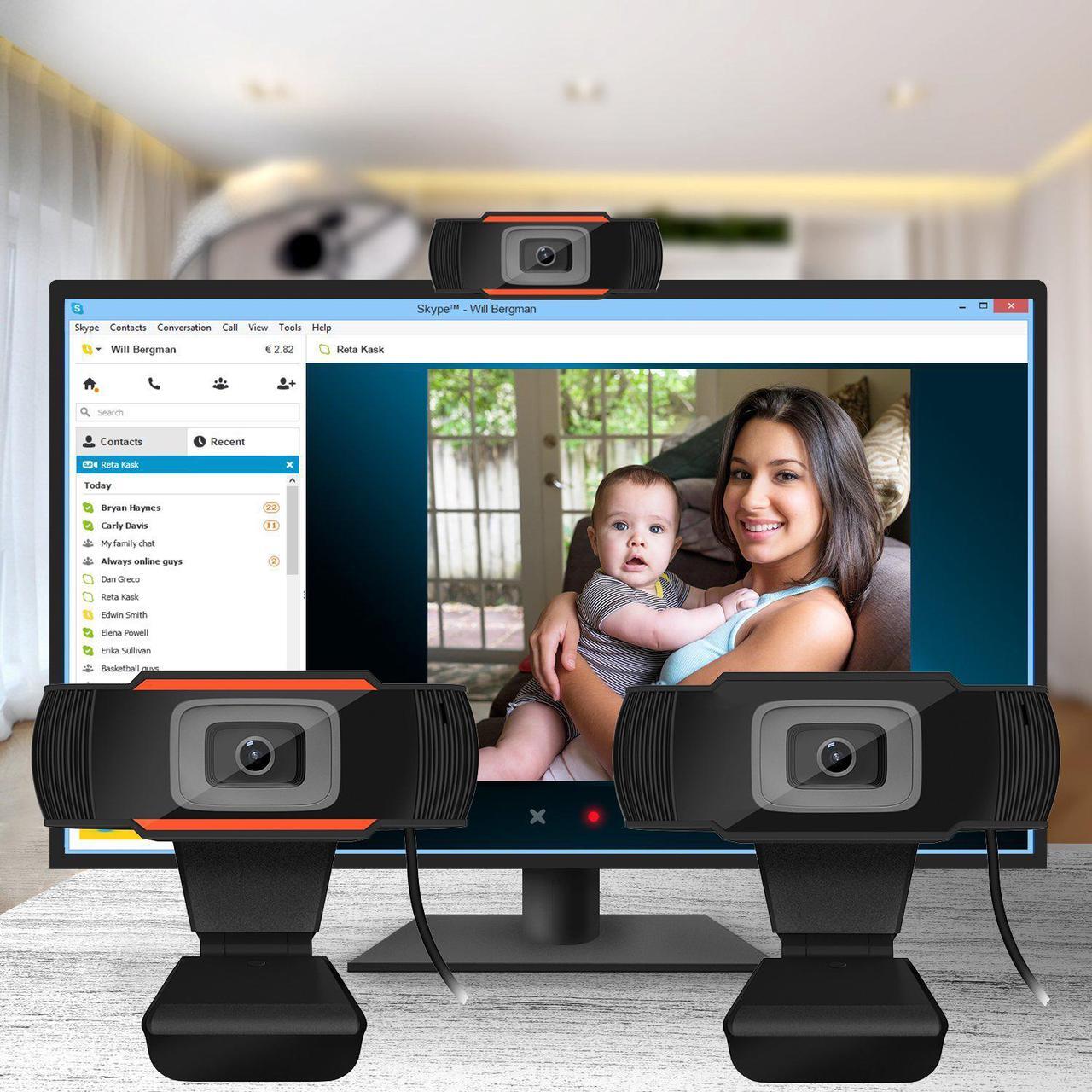 Alt view image 7 of 7 - HXSJ Webcam 480P HD Video Web Camera HD with Microphone USB Plug and Play Web Cam Callling Recording for PC Computer Laptop for Mac Windows XP / 7/8 / 10/and Android TV- Orange