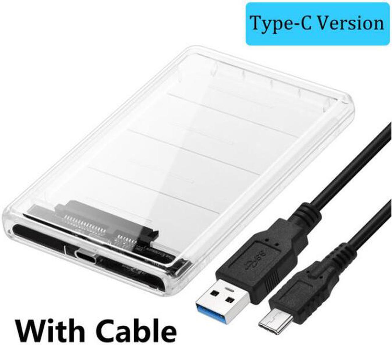 Jansicotek 2.5" External Hard Drive Enclosure, SATA III to USB Type-C for HDD/SSD - Tool Free Installation, Transparent Design, Supports UASP and up to 2TB - Clear