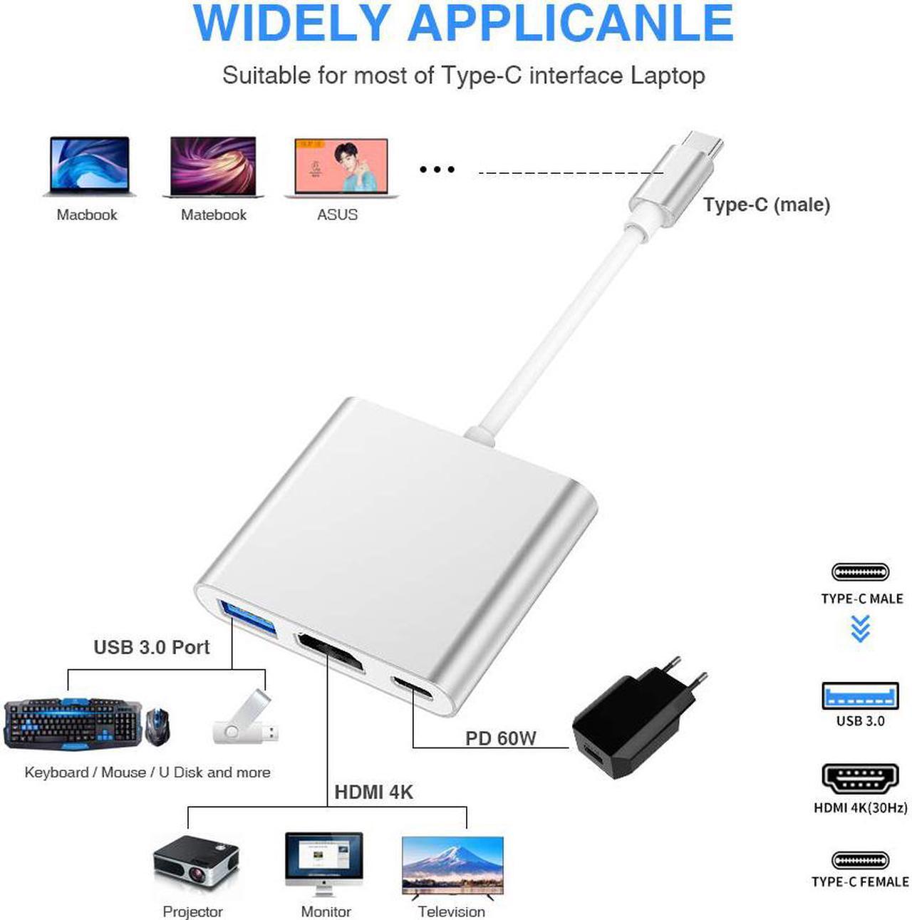 Alt view image 6 of 7 - Jansicotek USB C to HDMI Adapter, USB Type C Adapter Multiport AV Converter with 4K HDMI Output, USB 3.0 Port and USB-C Charging Port Compatible MacBook/iMac/Chromebook/Samsung/Projector/Monitor