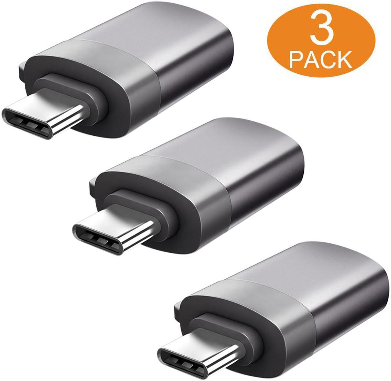 Jansicotek USB C to USB 3.0 Adapter [3 Pack], OTG Thunderbolt 3 Adapters Converter ,Compatible with MacBook Pro 2018/2017,MacBook Air 2018,Surface Go,Chromebook,Galaxy S9 S8 Plus Note 9(Gray)