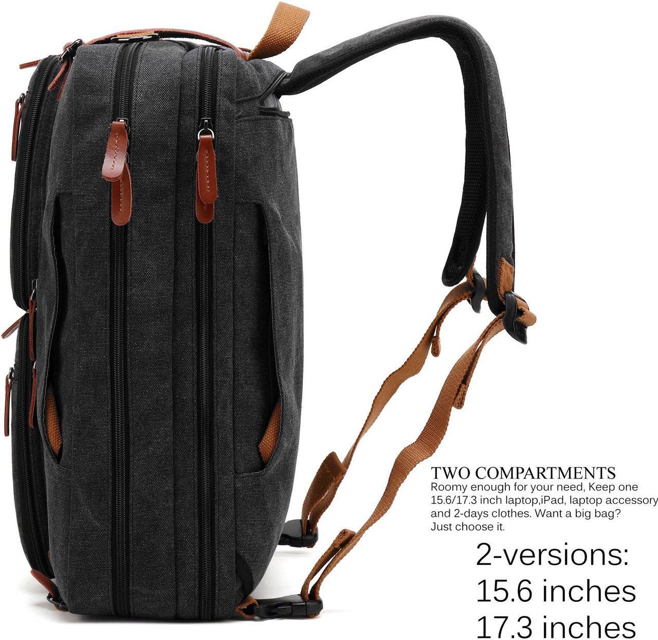 Alt view image 4 of 7 - Jansicotek Large Messenger Bag 17.3 inch Laptop Backpack School College Convertible Backpack Multifunction Business Briefcase Shoulder Bag Leisure Handbag Travel Canvas Rucksack (Canvas Black)
