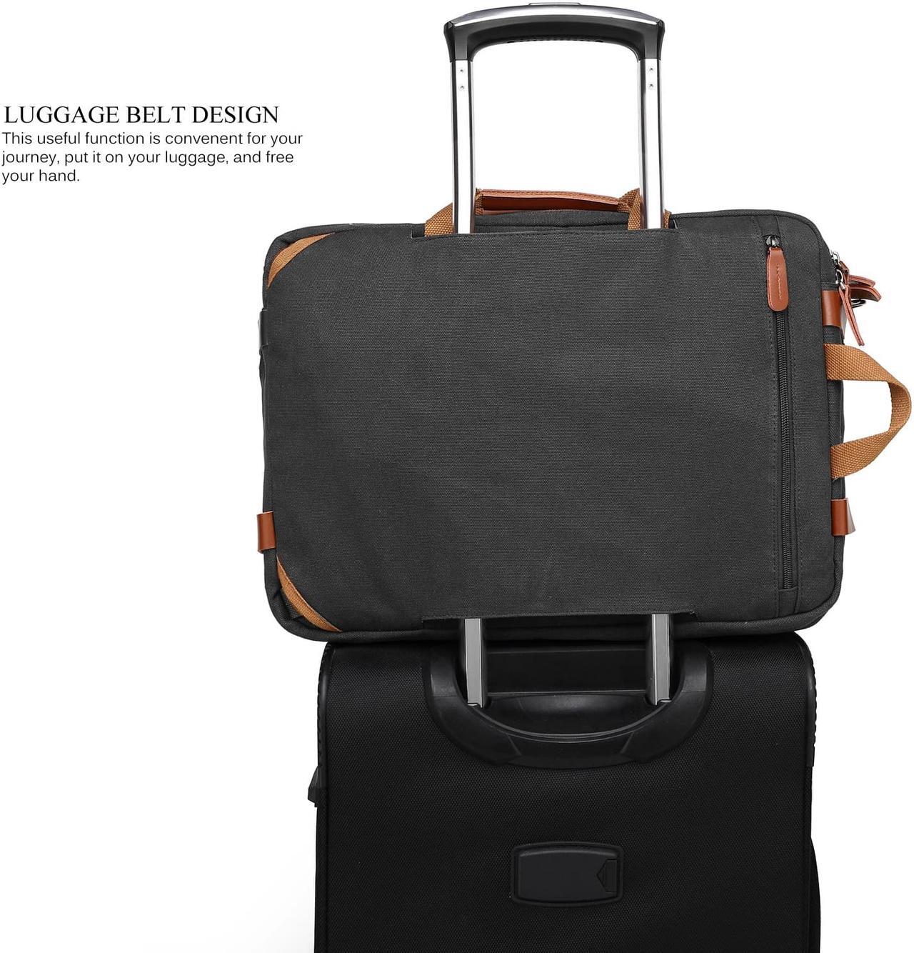 Alt view image 6 of 7 - Jansicotek Large Messenger Bag 17.3 inch Laptop Backpack School College Convertible Backpack Multifunction Business Briefcase Shoulder Bag Leisure Handbag Travel Canvas Rucksack (Canvas Black)
