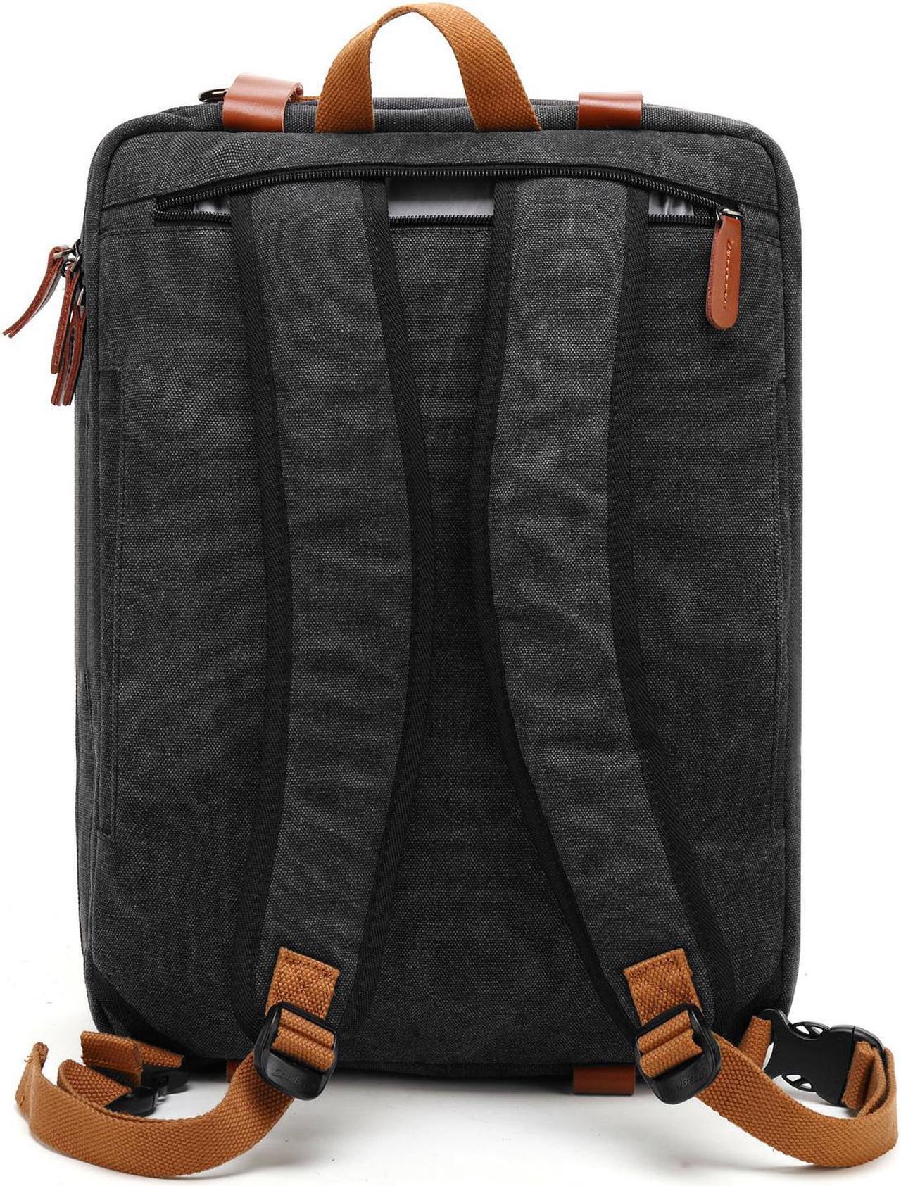 Alt view image 3 of 7 - Jansicotek Large Messenger Bag 17.3 inch Laptop Backpack School College Convertible Backpack Multifunction Business Briefcase Shoulder Bag Leisure Handbag Travel Canvas Rucksack (Canvas Black)